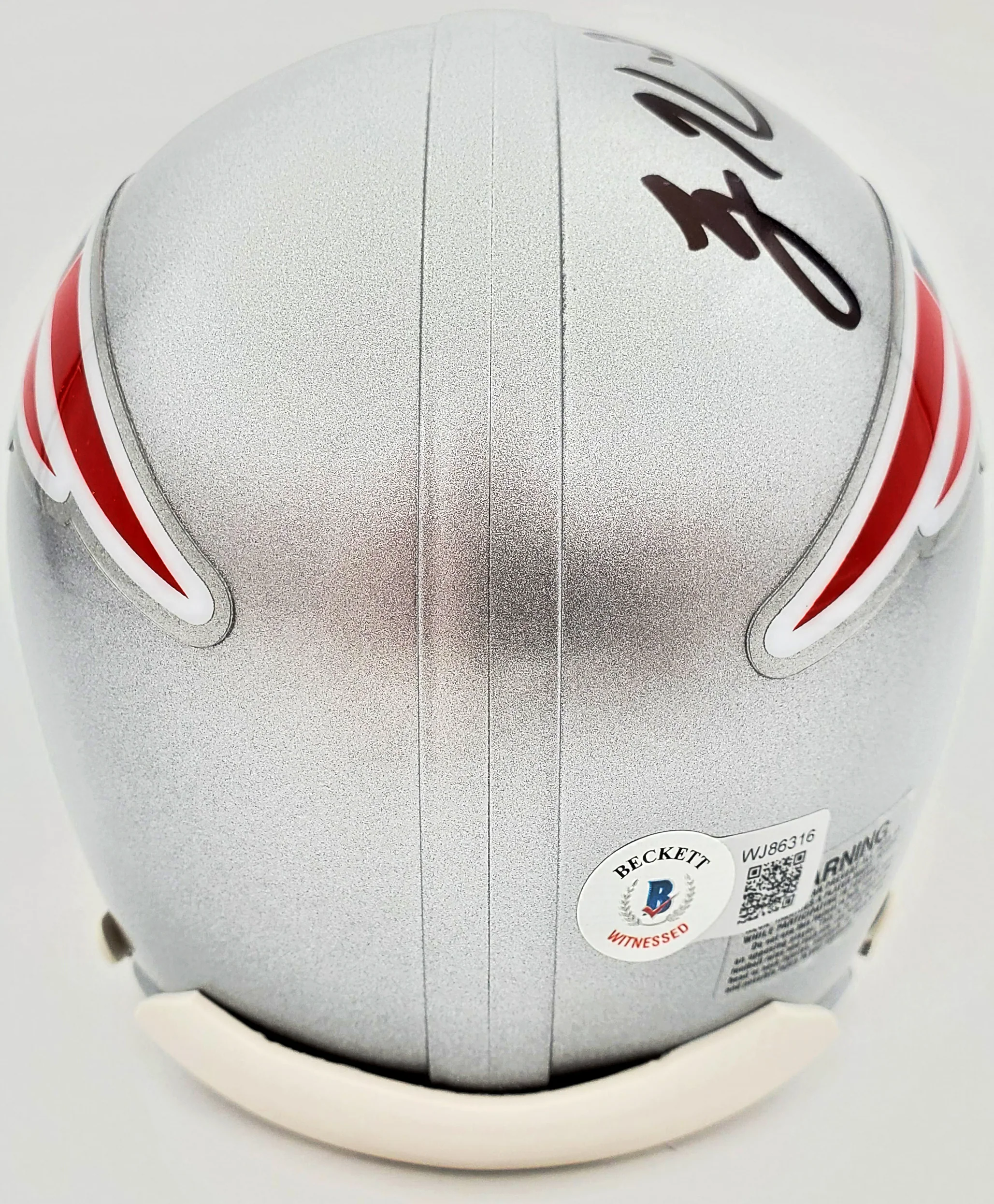 Rodney Harrison Autographed New England Patriots Silver Mini Helmet Beckett BAS QR Stock #193939 - Image 3