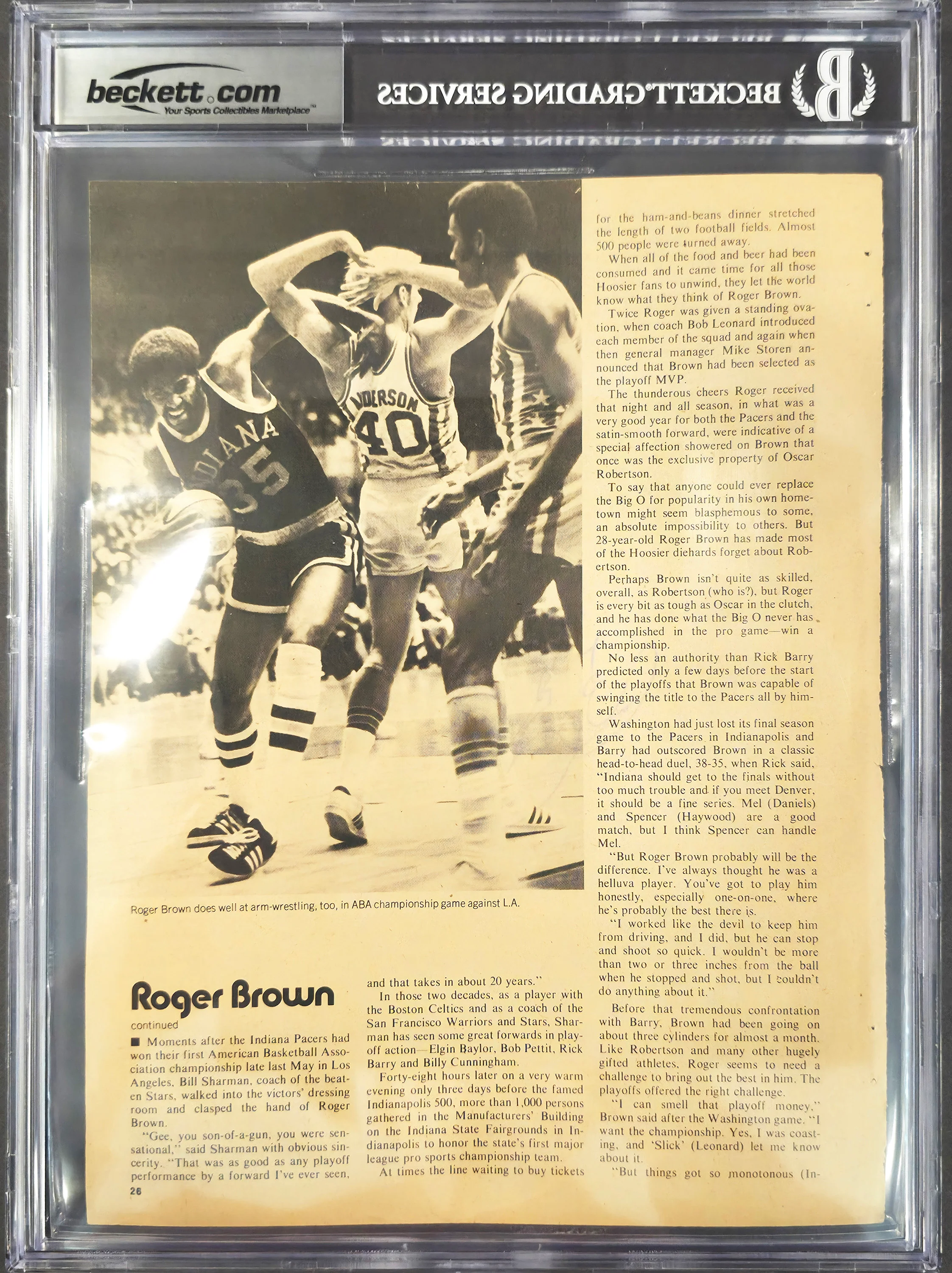 Roger Brown Autographed 8x11 Magazine Page Photo Indiana Pacers Beckett BAS #17402421 - Image 4