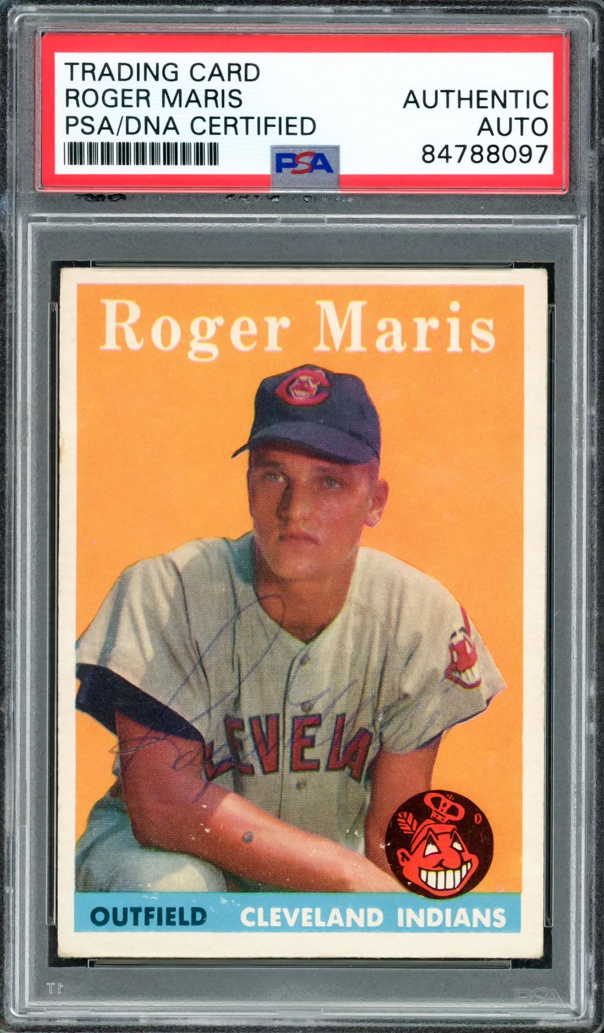 Roger Maris Autographed 1958 Topps Rookie Card #47 New York Yankees PSA/DNA #84788097