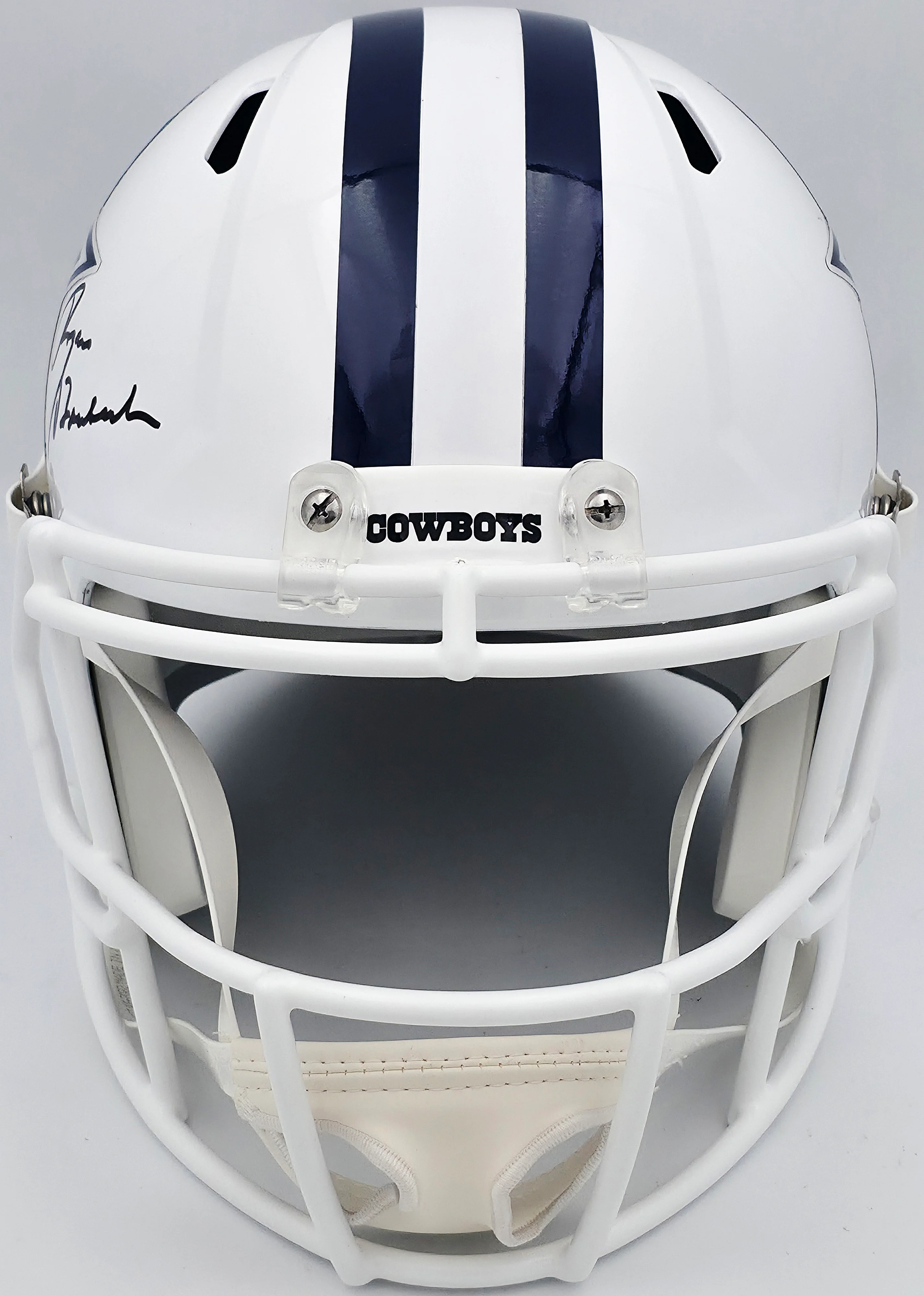 Roger Staubach Autographed Dallas Cowboys 2022 Alternate White Full Size Speed Replica Helmet Beckett BAS Witness Stock #238804 - Image 3