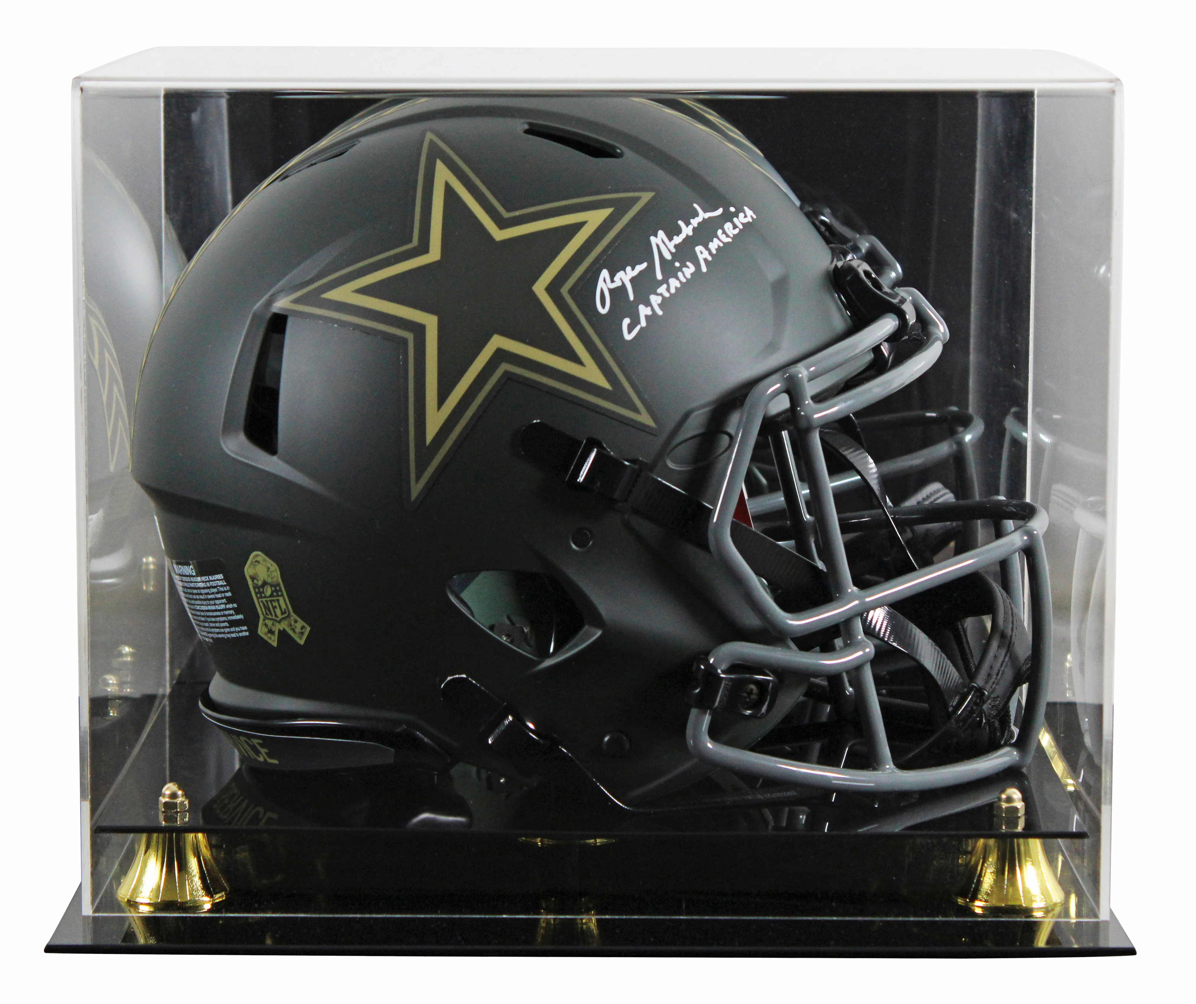 Roger Staubach "Capt America" Signed STS IV F/S Speed Proline Helmet W/ Case BAS - Image 2