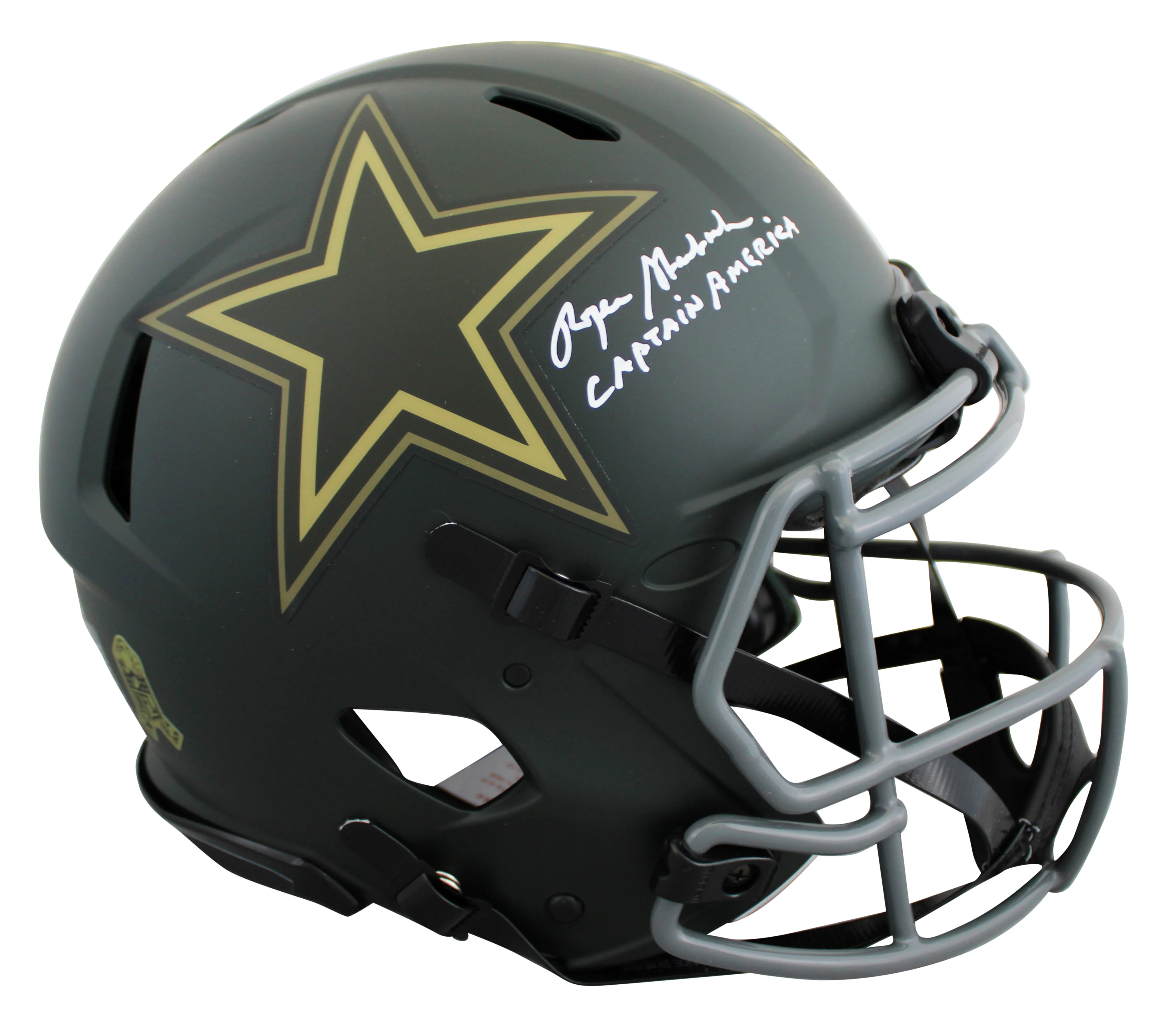 Roger Staubach "Capt America" Signed STS IV F/S Speed Proline Helmet W/ Case BAS - Image 3