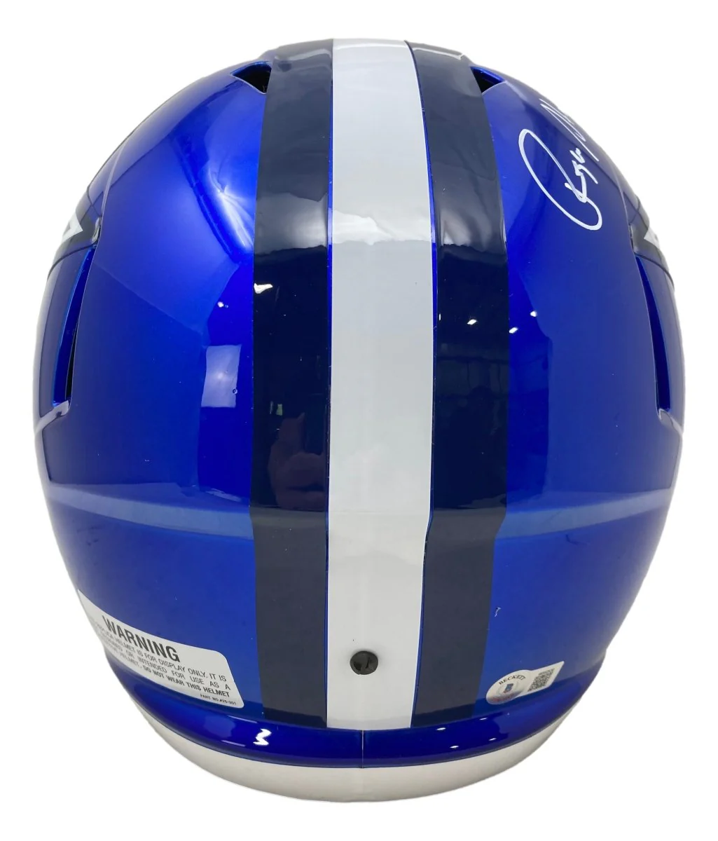 Roger Staubach Signed Cowboys FS Flash Replica Speed Helmet Captain America BAS - Image 2