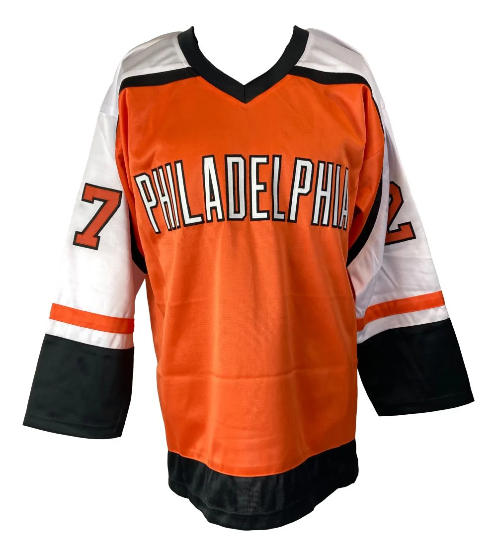 Ron Hextall Philadelphia Signed Orange Hockey Jersey 1st Goalie To Score BAS - Image 3