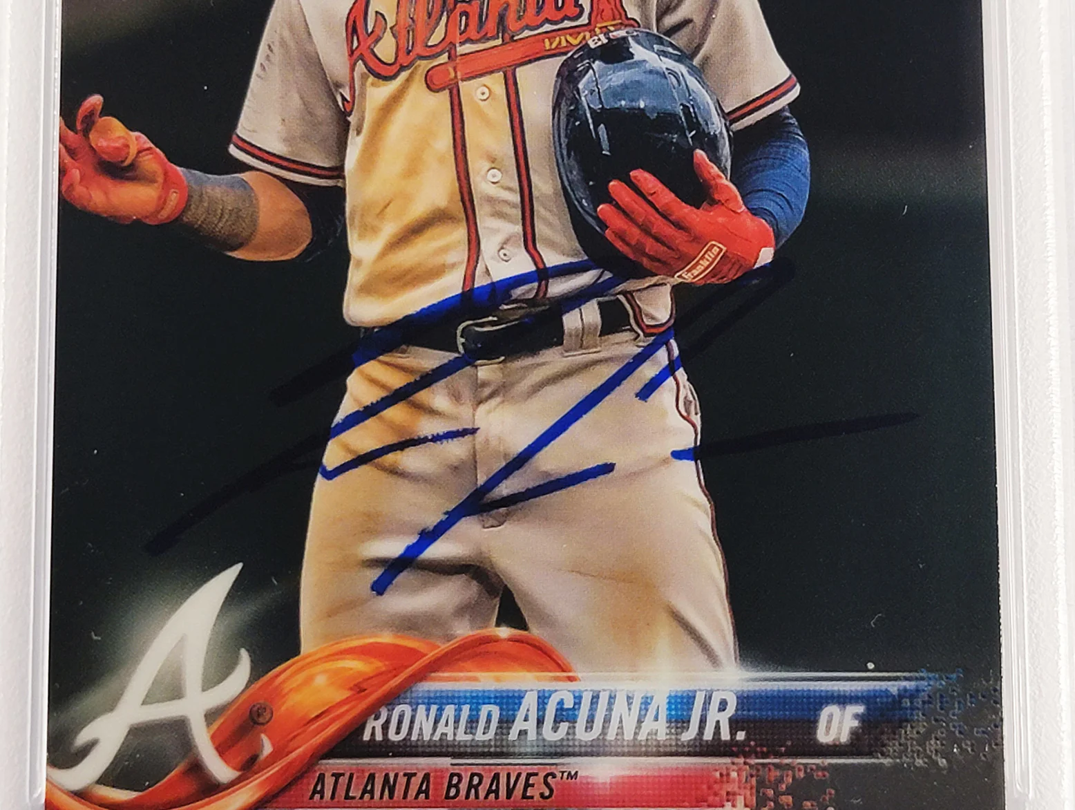 Ronald Acuna Jr. Autographed 2018 Topps Chrome Update Rookie Card #HMT25 Atlanta Braves PSA 10 Auto Grade Mint 9 PSA/DNA #56463084 - Image 3