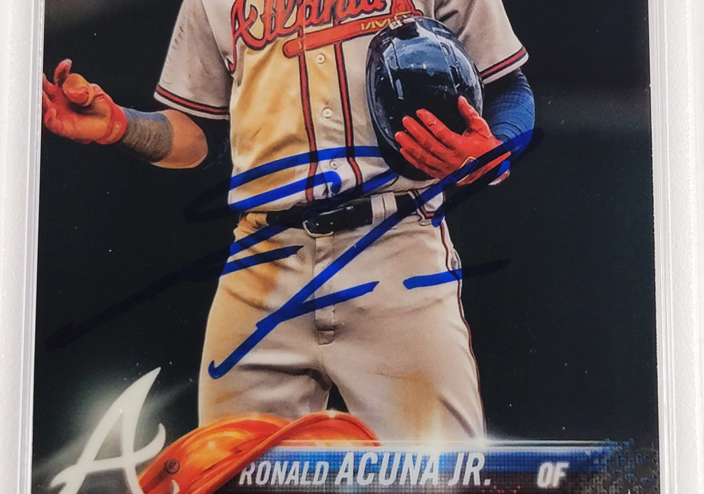 Ronald Acuna Jr. Autographed 2018 Topps Chrome Update Rookie Card #HMT25 Atlanta Braves PSA 9 Auto Grade Gem Mint 10 PSA/DNA #56463079 - Image 3