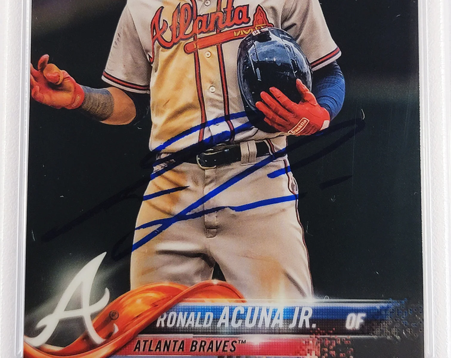 Ronald Acuna Jr. Autographed 2018 Topps Chrome Update Rookie Card #HMT25 Atlanta Braves PSA 9 Auto Grade Mint 9 PSA/DNA #56463077 - Image 3