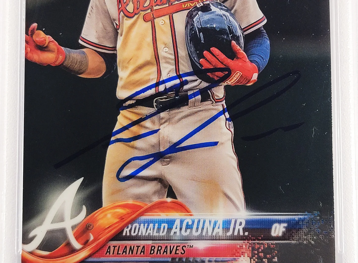 Ronald Acuna Jr. Autographed 2018 Topps Chrome Update Rookie Card #HMT25 Atlanta Braves PSA 9 Auto Grade Mint 9 PSA/DNA #56463081 - Image 3