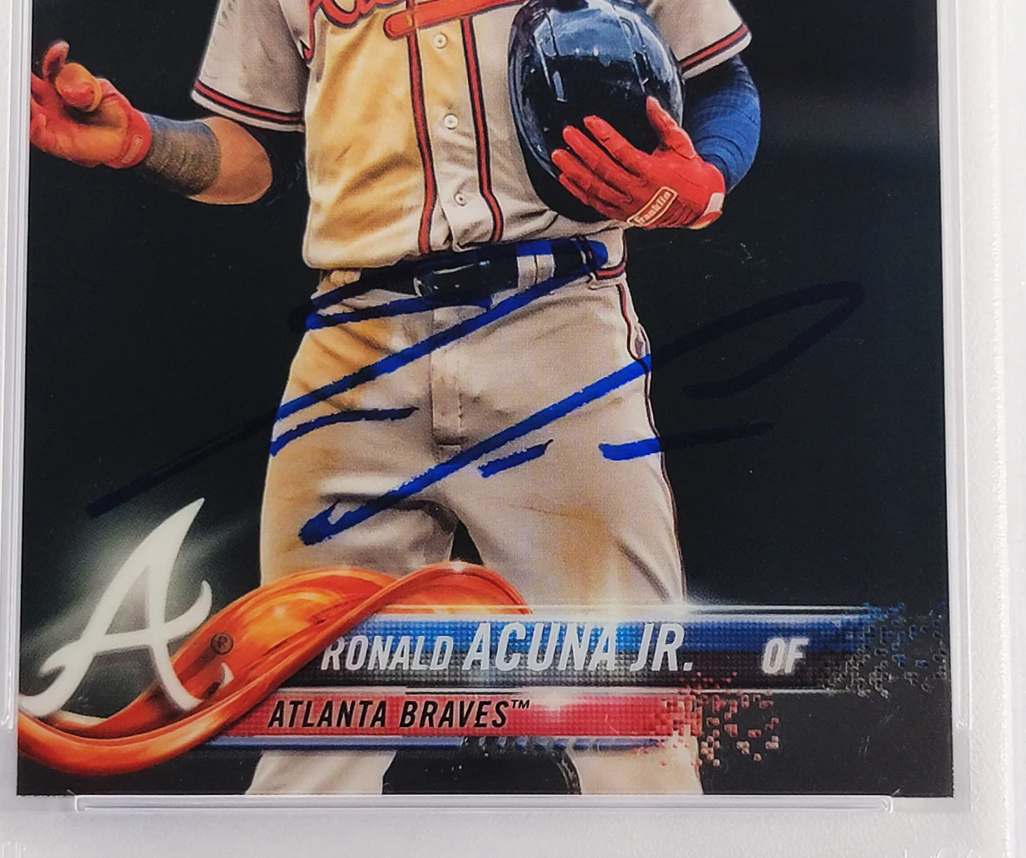 Ronald Acuna Jr. Autographed 2018 Topps Chrome Update Rookie Card #HMT25 Atlanta Braves PSA 9 Auto Grade Mint 9 PSA/DNA #56463089 - Image 3