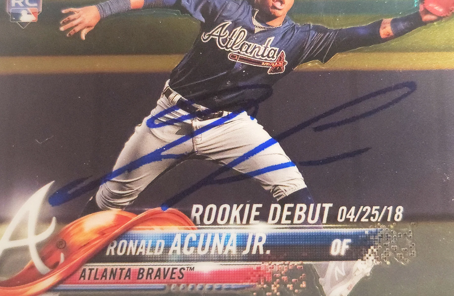Ronald Acuna Jr. Autographed 2018 Topps Chrome Update Rookie Card #HMT31 Atlanta Braves PSA 10 Auto Grade Mint 9 PSA/DNA #56463132 - Image 3