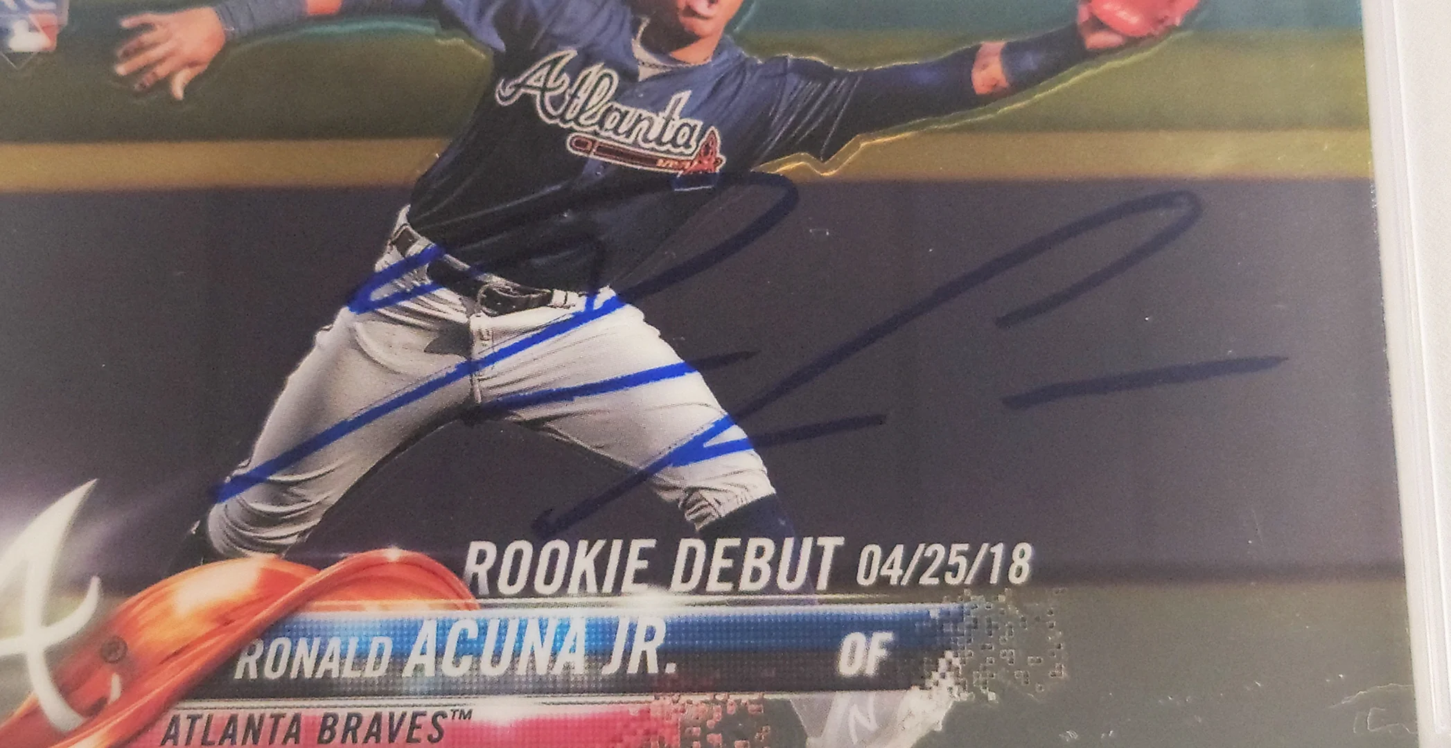 Ronald Acuna Jr. Autographed 2018 Topps Chrome Update Rookie Card #HMT31 Atlanta Braves PSA 10 Auto Grade Mint 9 PSA/DNA #56463133 - Image 3
