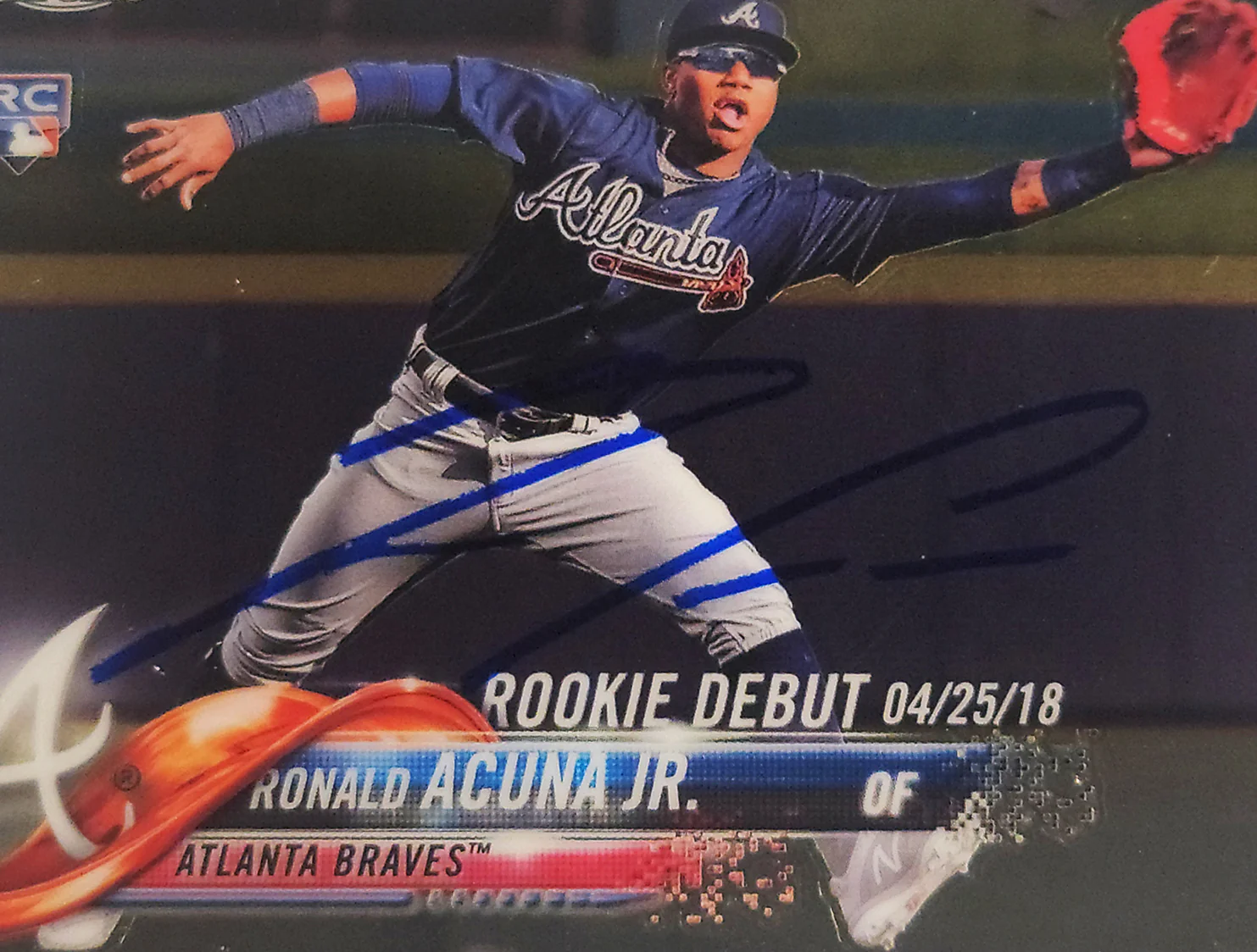 Ronald Acuna Jr. Autographed 2018 Topps Chrome Update Rookie Card #HMT31 Atlanta Braves PSA 9 Auto Grade Mint 9 PSA/DNA #56463128 - Image 3