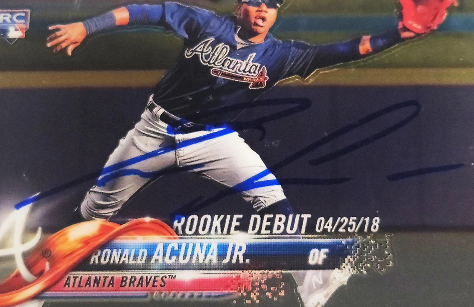Ronald Acuna Jr. Autographed 2018 Topps Chrome Update Rookie Card #HMT31 Atlanta Braves PSA 9 Auto Grade Mint 9 PSA/DNA #56463135 - Image 3
