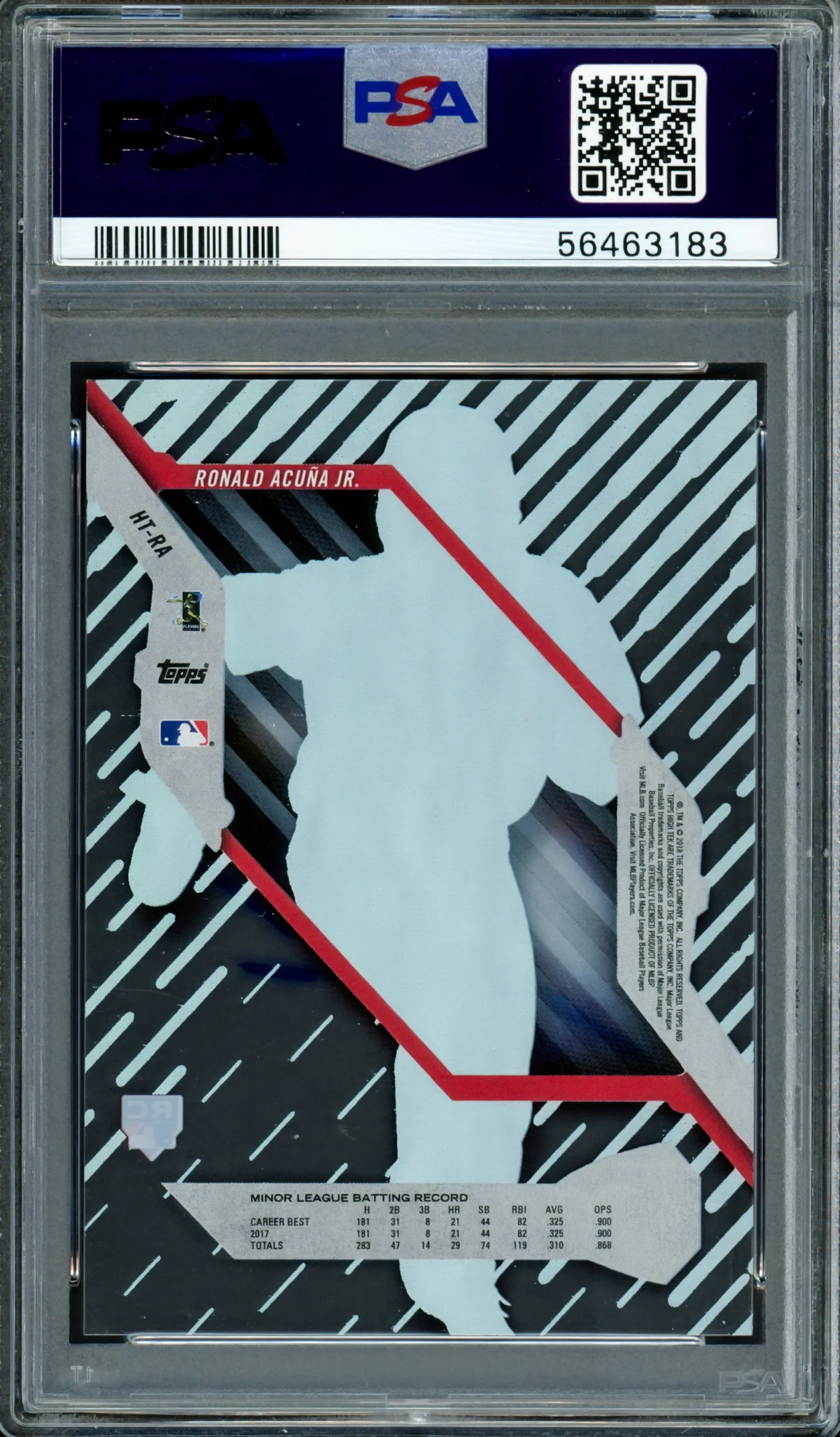 Ronald Acuna Jr. Autographed 2018 Topps High Tek Rookie Card #HT-RA Atlanta Braves PSA 8 Auto Grade Gem Mint 10 PSA/DNA #56463183 - Image 2