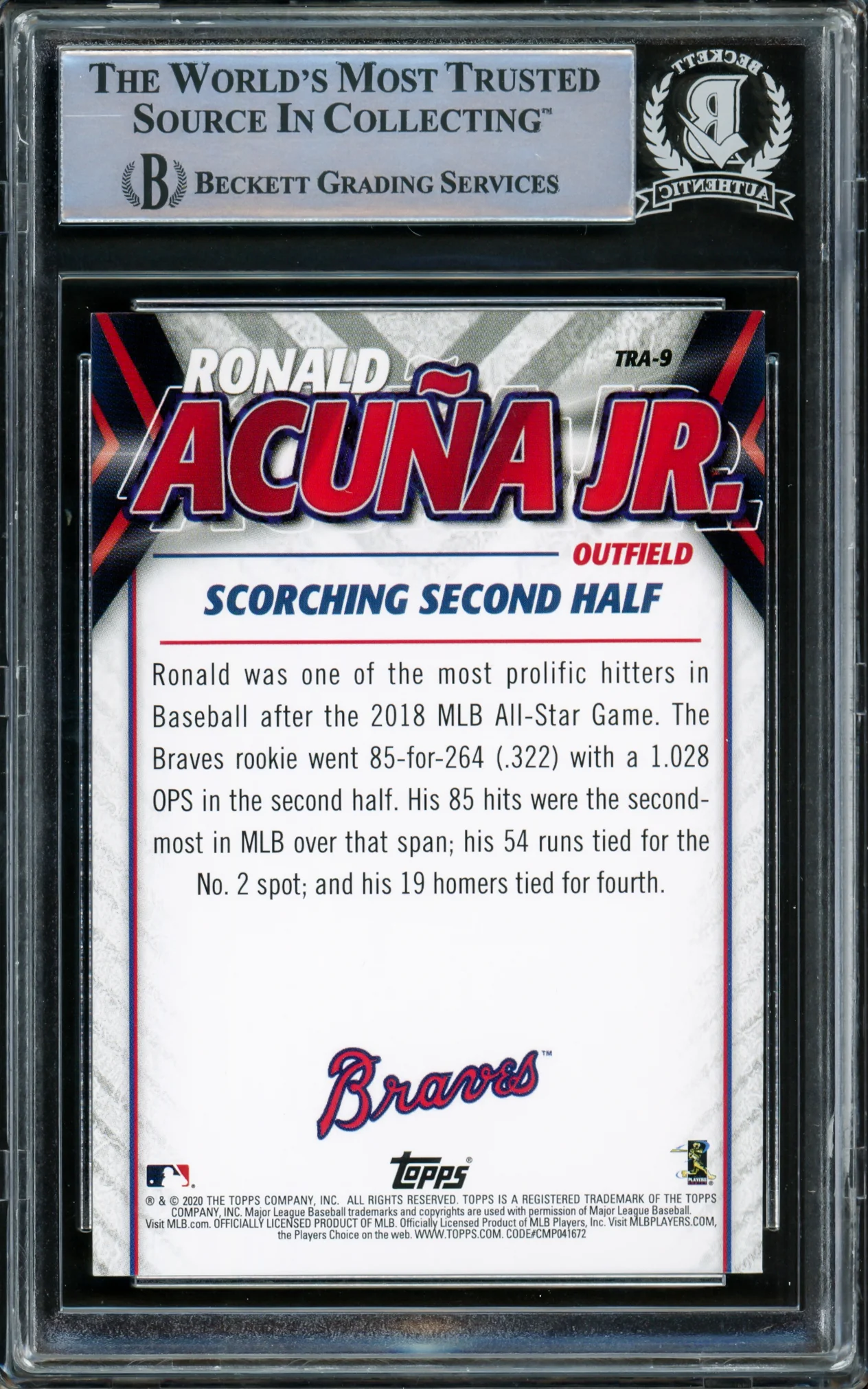 Ronald Acuna Jr. Autographed 2020 Topps Highlights Card #TRA-9 Atlanta Braves Beckett BAS #15778284 - Image 2