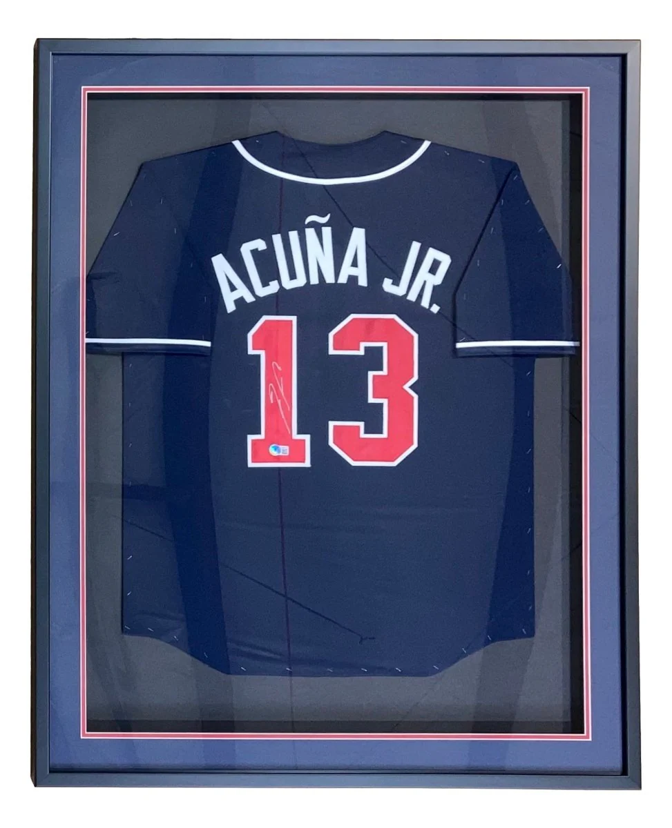 Ronald Acuna Jr Atlanta Signed Framed Navy Blue Baseball Jersey BAS ITP - Image 5