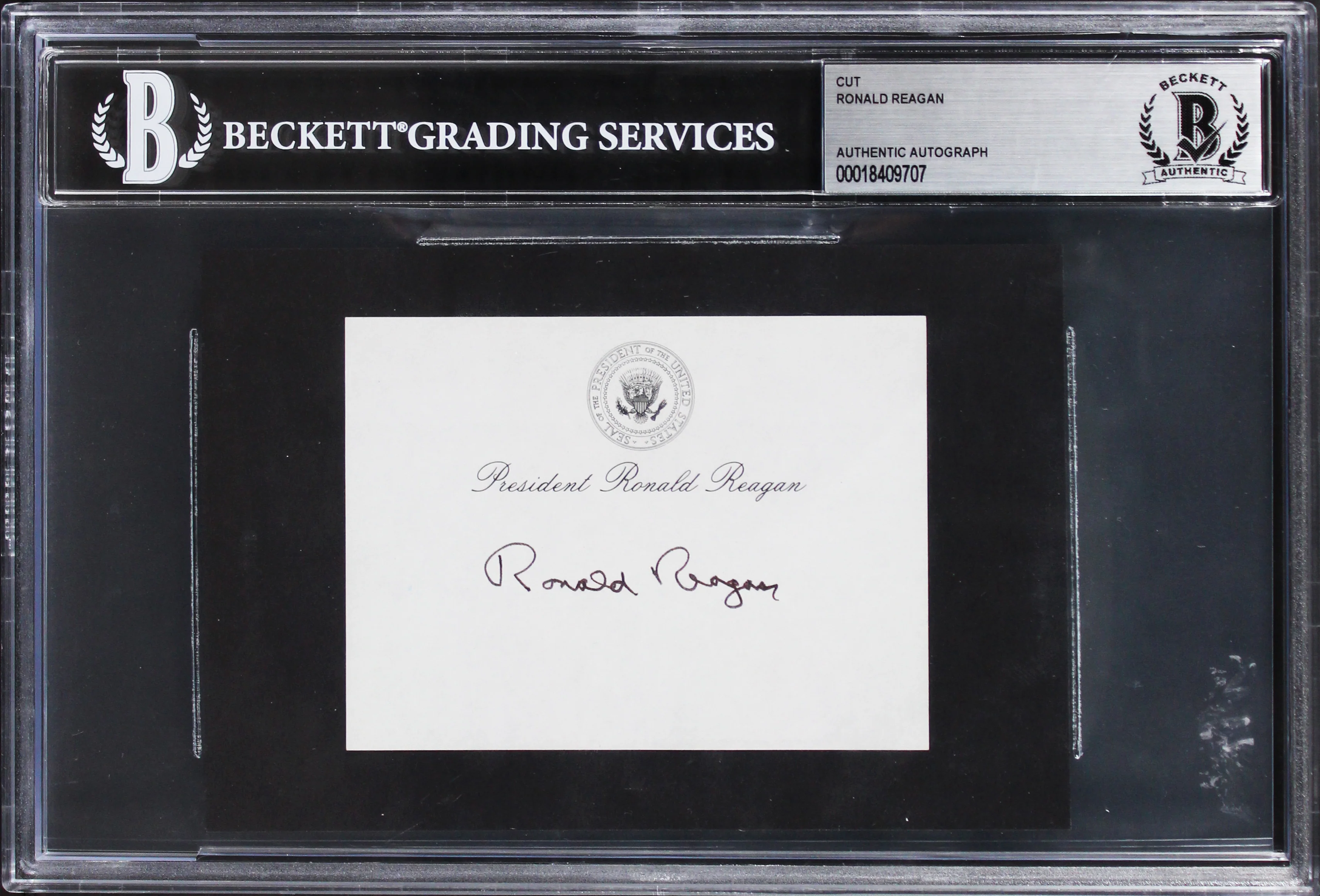 Ronald Reagan Authentic Signed 3x4 Cut Signature Autographed BAS Slabbed 2 - Image 2