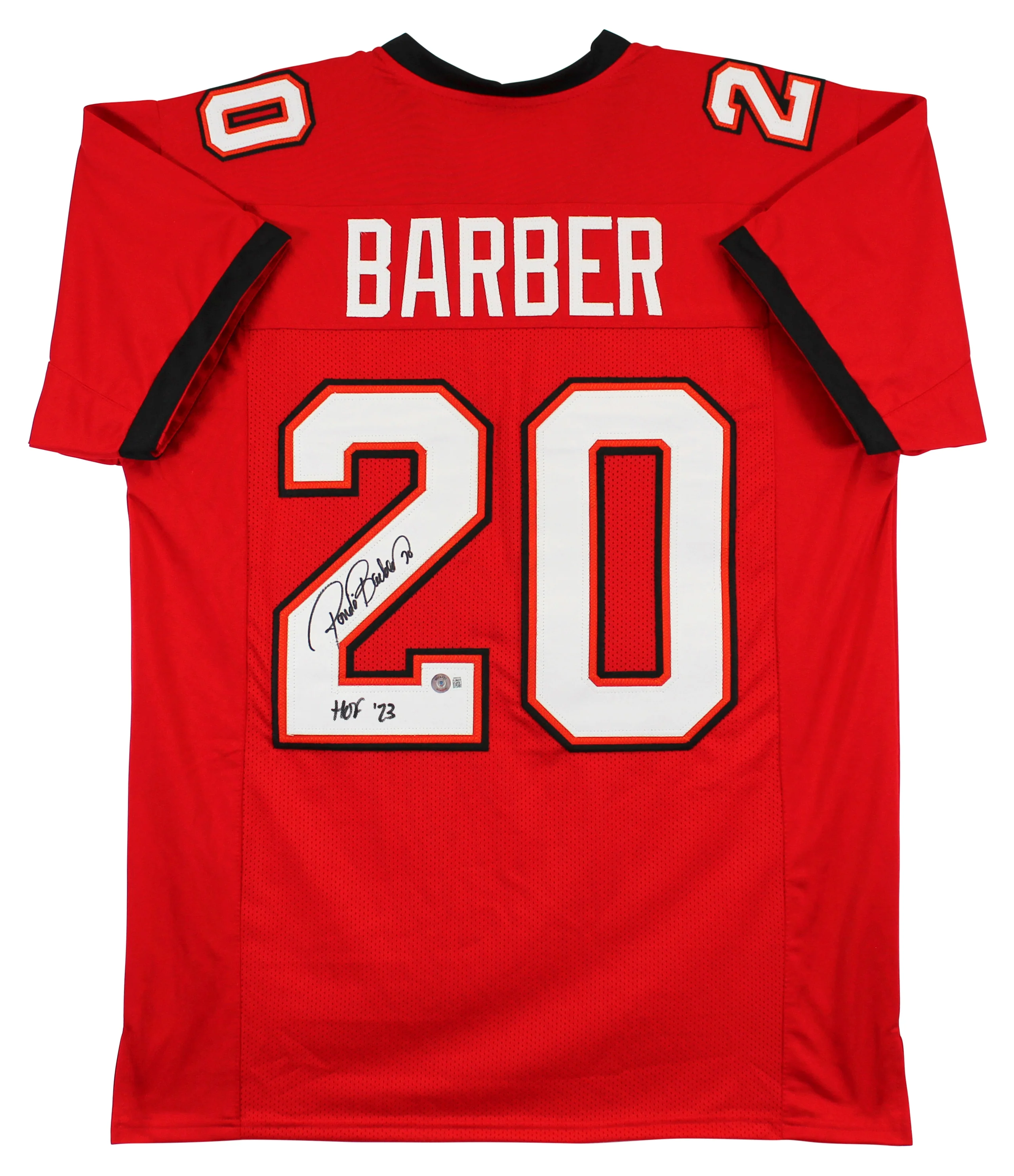 Ronde Barber "HOF 23" Authentic Signed Red Pro Style Jersey BAS Witnessed 2 - Image 2