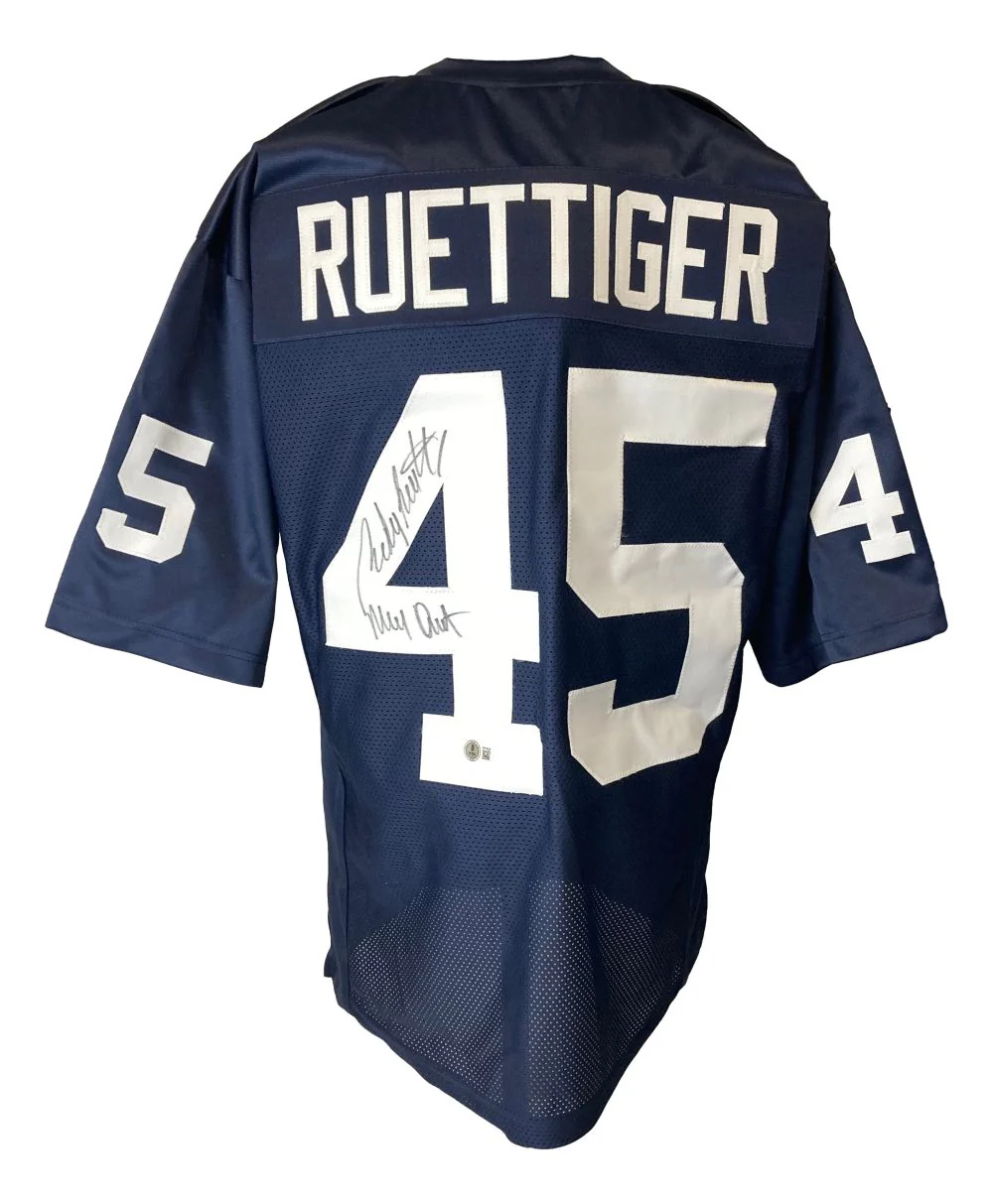 Rudy Ruettiger Notre Dame Signed Blue Football Jersey Never Quit BAS