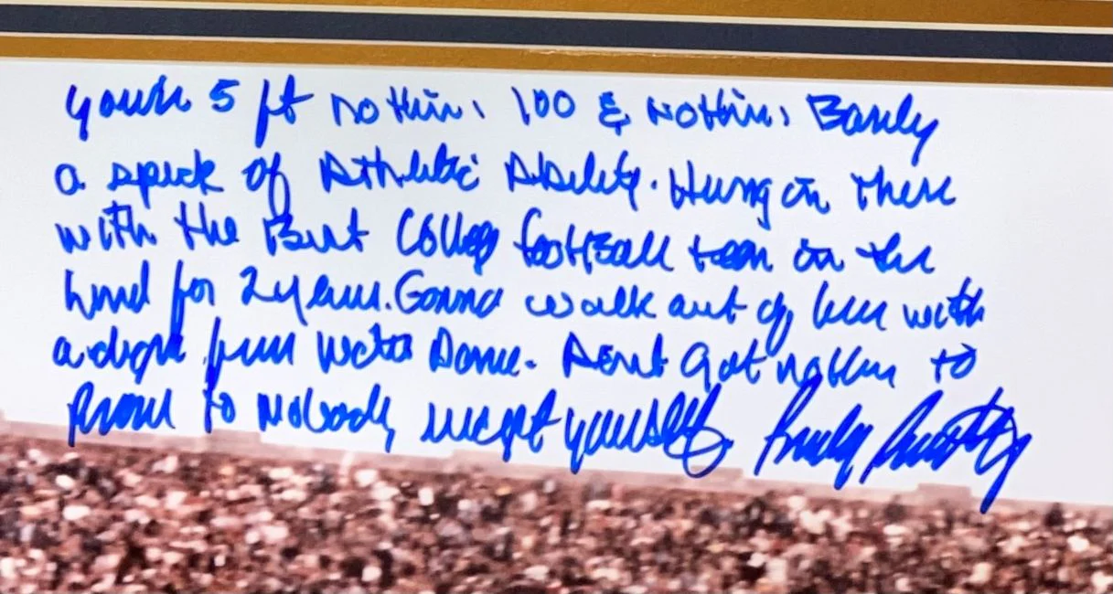 Rudy Ruettiger Signed Framed 16x20 Notre Dame Photo 5 Foot Nothin Quote BAS - Image 2