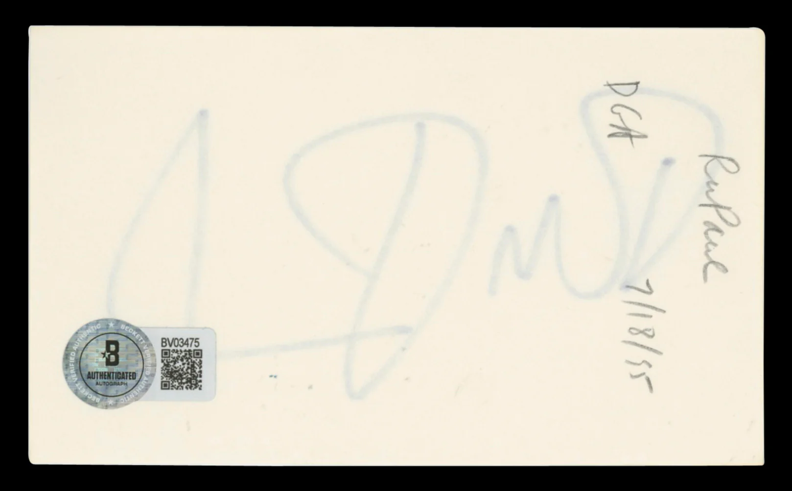RuPaul RuPaul's Drag Race Authentic Signed 3x5 Index Card BAS #BV03475 - Image 3