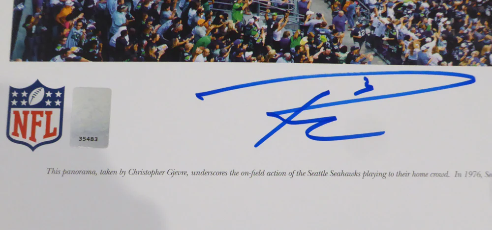 Russell Wilson Autographed 13x40 Century Link Field Panoramic Photo Seattle Seahawks RW Holo Stock #131231 - Image 3