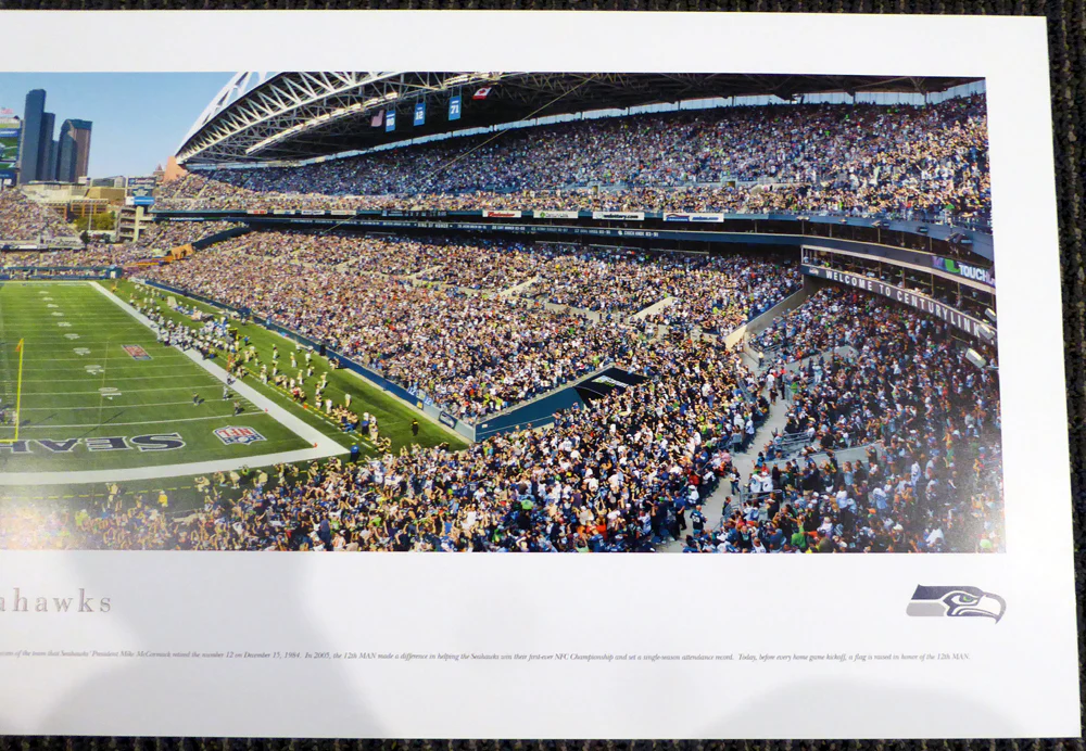 Russell Wilson Autographed 13x40 Century Link Field Panoramic Photo Seattle Seahawks RW Holo Stock #131231 - Image 5
