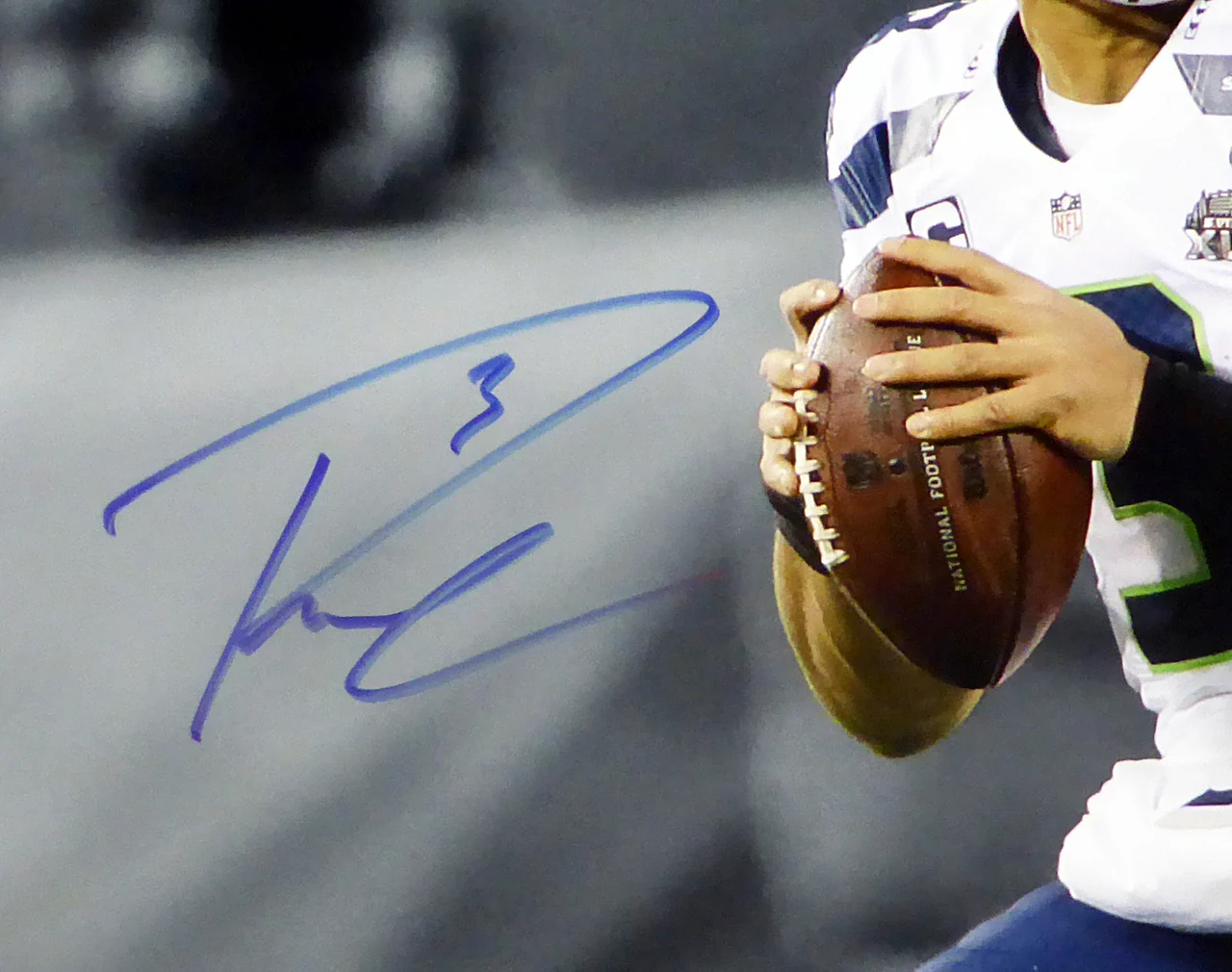 Russell Wilson Autographed 16x20 Photo Seattle Seahawks Super Bowl RW Holo Stock #106944 - Image 2