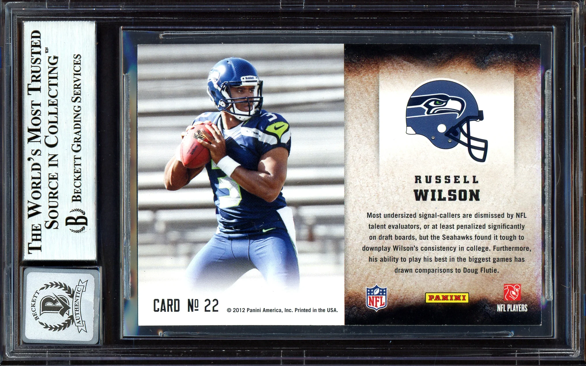 Russell Wilson Autographed 2012 Score Hot Rookies Rookie Card #22 Seattle Seahawks Auto Grade Gem Mint 10 Beckett BAS #13315359 - Image 2