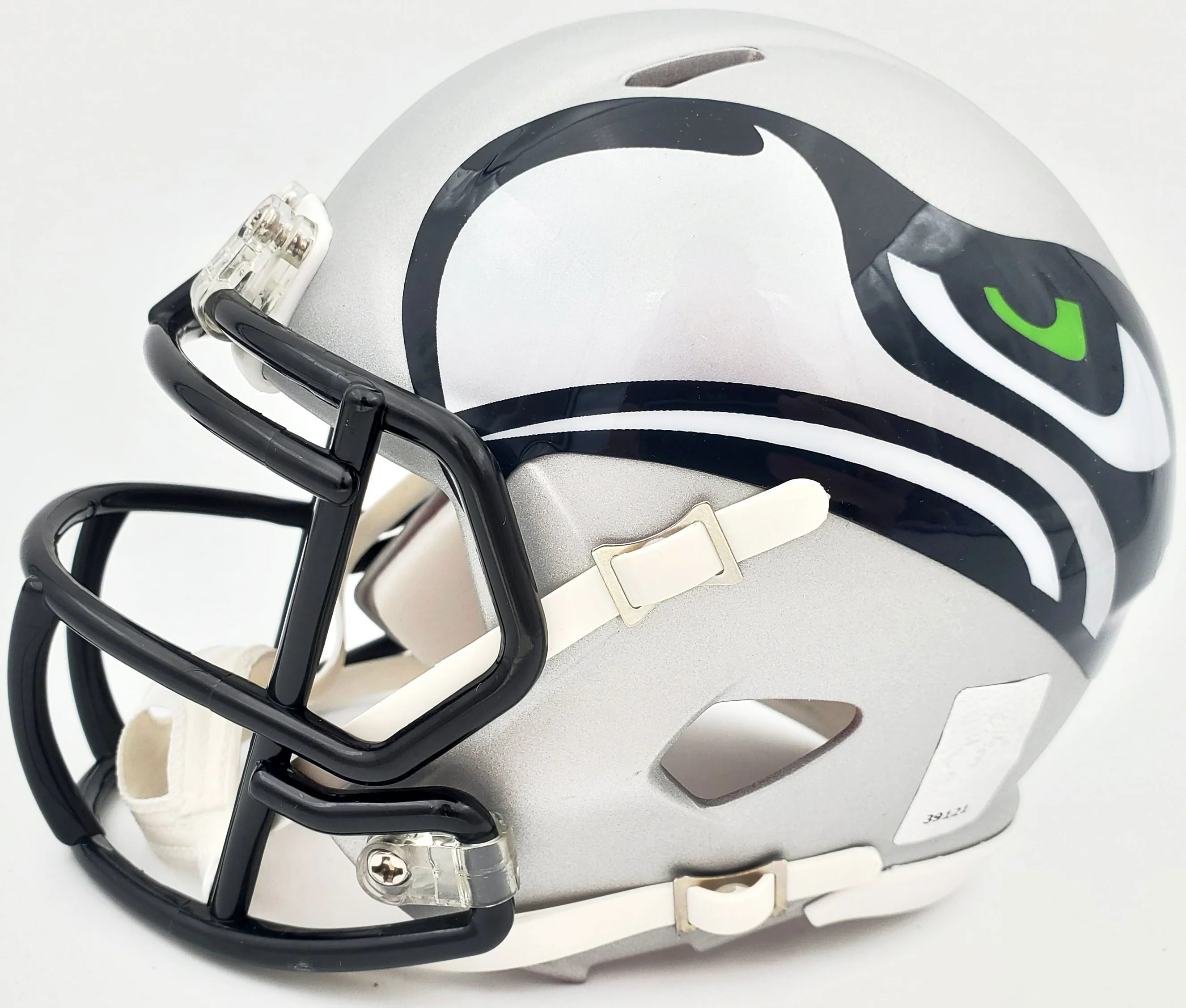 Russell Wilson Autographed AMP Seattle Seahawks Speed Mini Helmet In Blue RW Holo Stock #159115 - Image 4