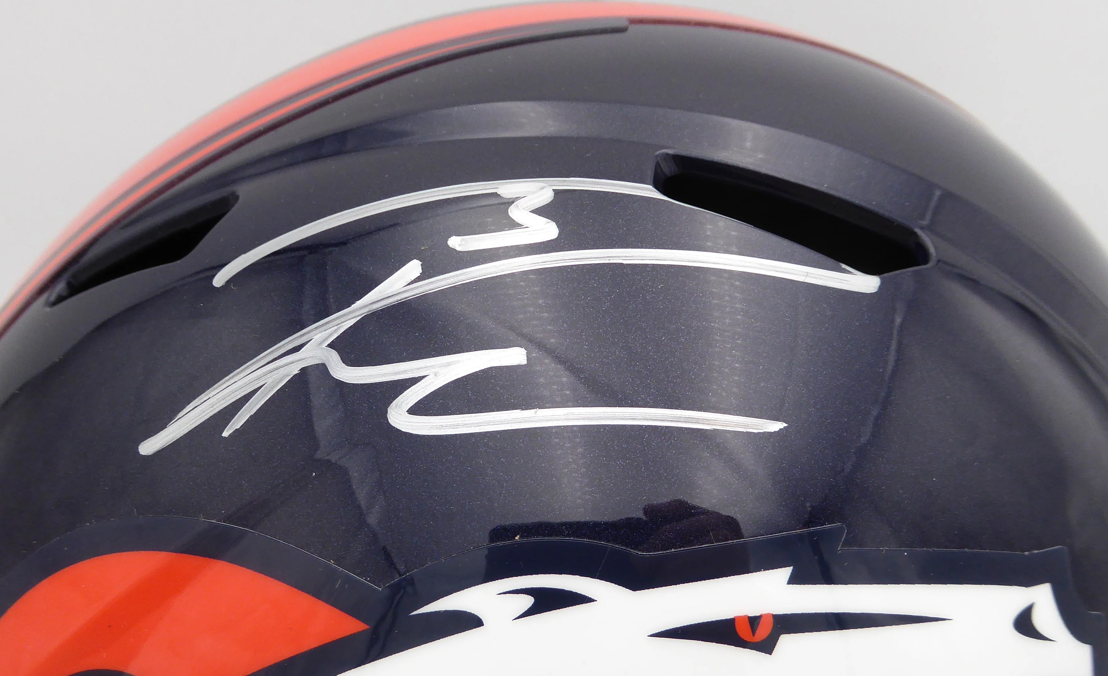Russell Wilson Autographed Blue Full Size Replica Helmet Denver Broncos Fanatics Holo #DQ16478459 - Image 2