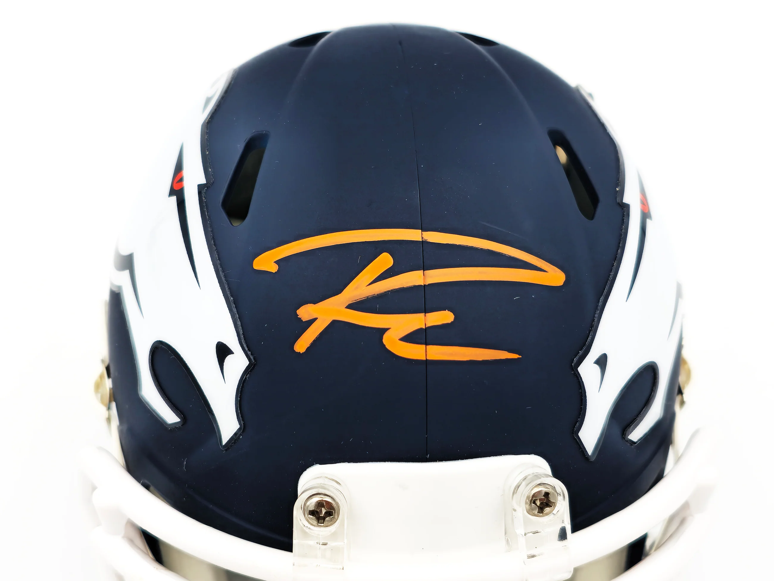 Russell Wilson Autographed Denver Broncos AMP Blue Speed Mini Helmet Fanatics Holo Stock #227948 - Image 2