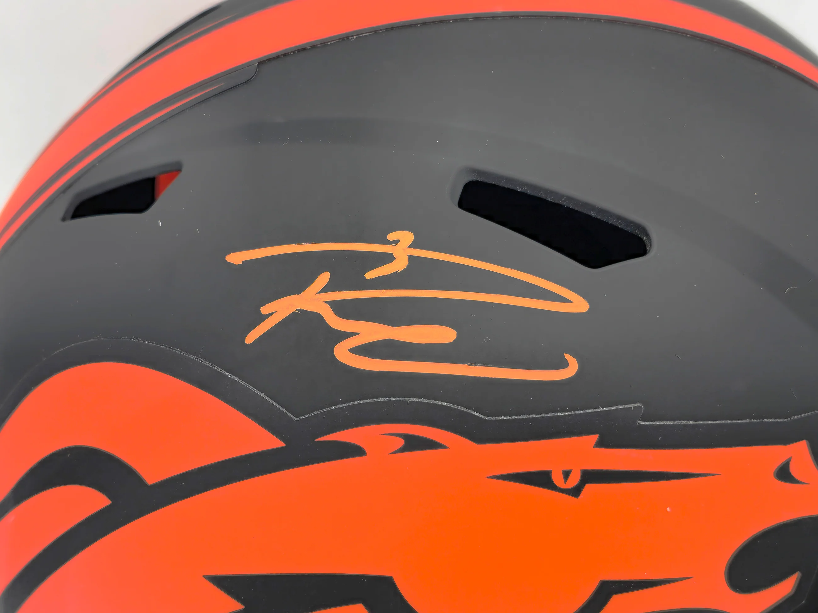 Russell Wilson Autographed Denver Broncos Eclipse Black Full Size Replica Speed Helmet Fanatics Holo Stock #227941 - Image 2