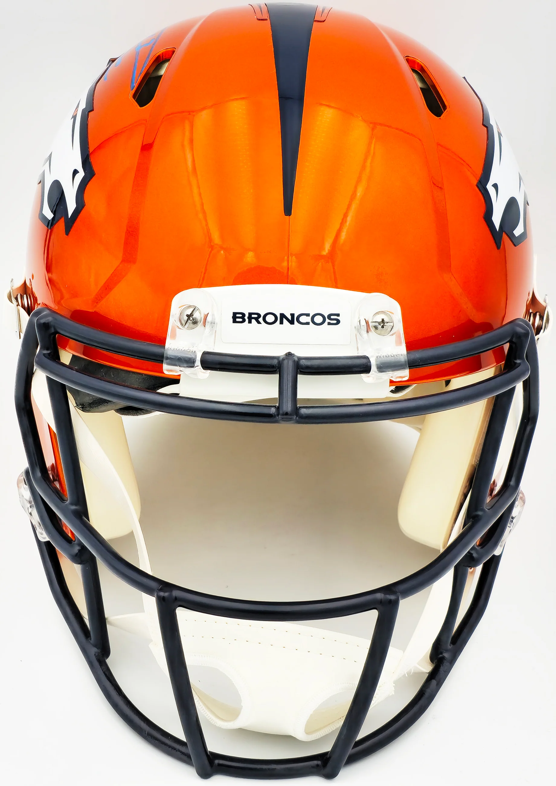Russell Wilson Autographed Denver Broncos Flash Orange Full Size Authentic Speed Helmet Fanatics Holo Stock #227928 - Image 3