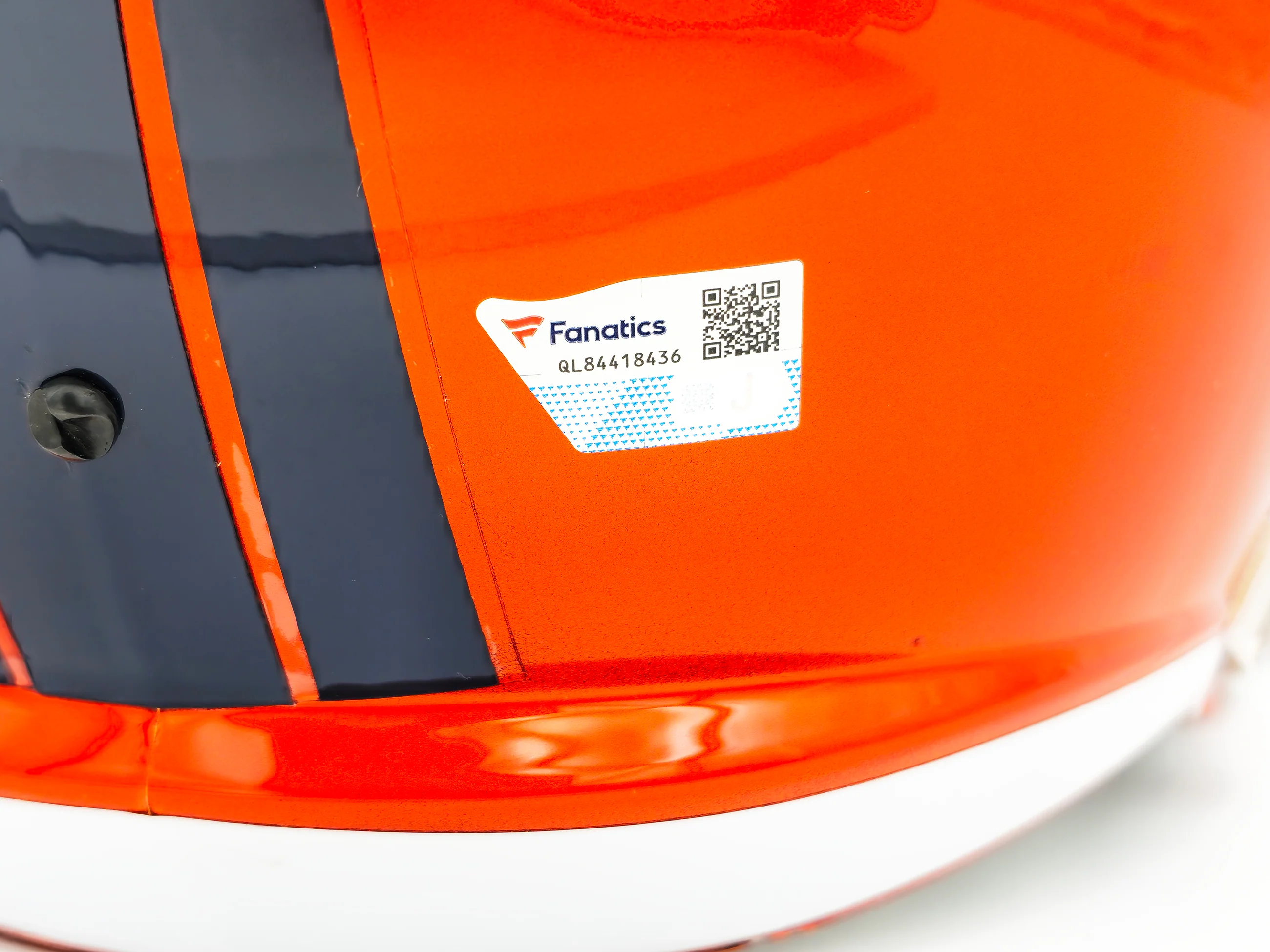 Russell Wilson Autographed Denver Broncos Flash Orange Full Size Replica Speed Helmet Fanatics Holo Stock #227938 - Image 5