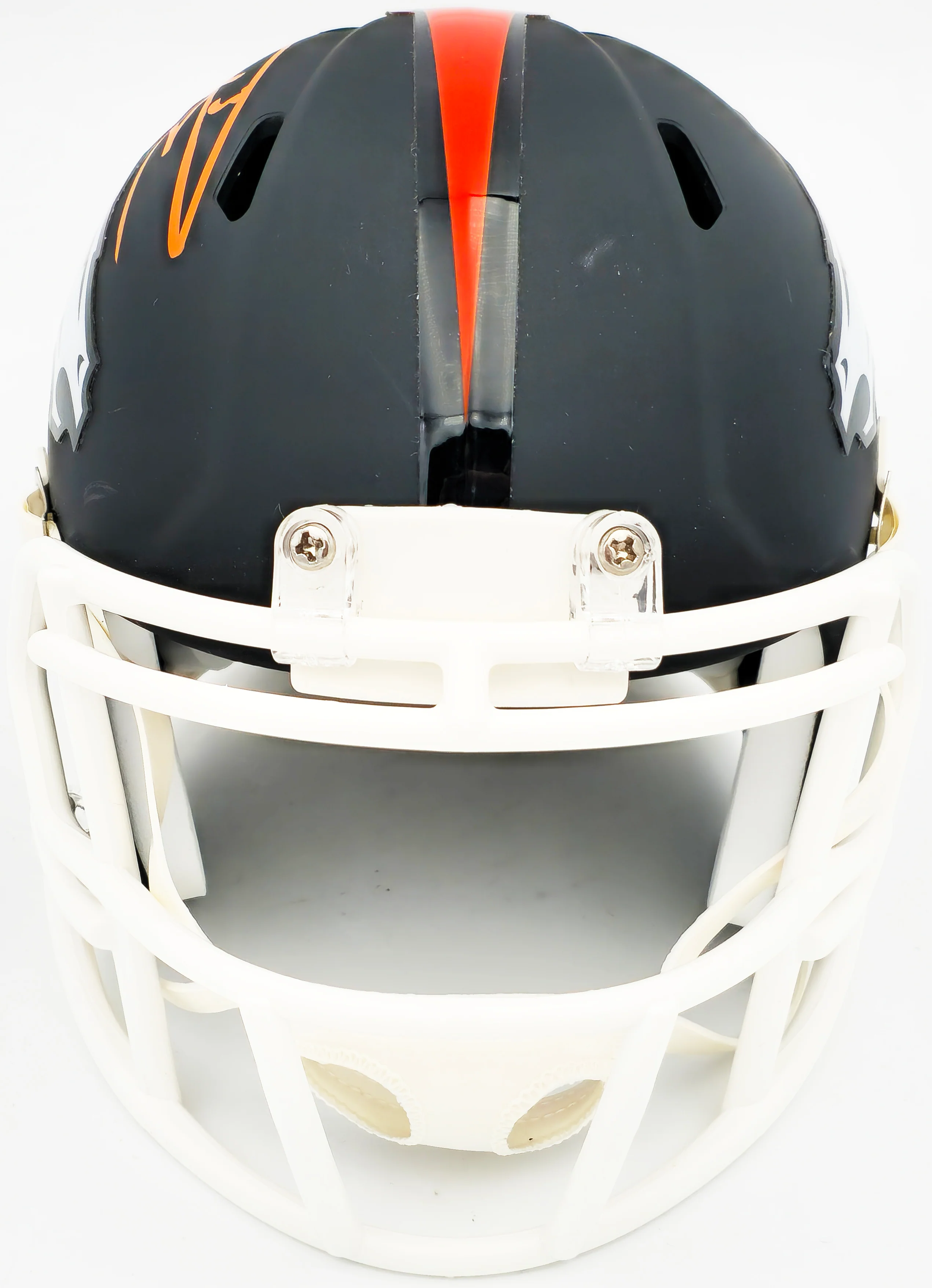 Russell Wilson Autographed Denver Broncos Flat Matte Black Speed Mini Helmet Fanatics Holo Stock #227949 - Image 3