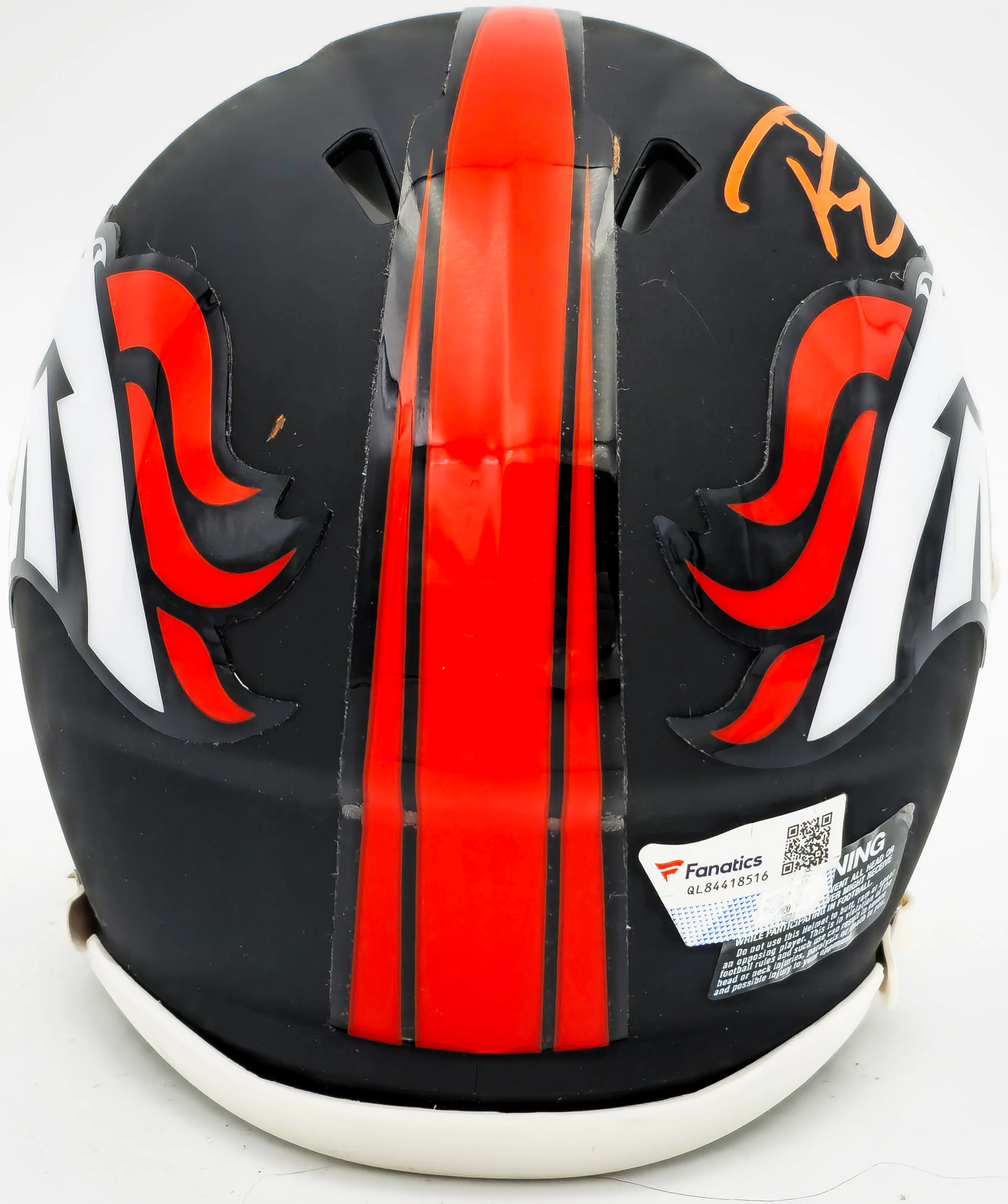 Russell Wilson Autographed Denver Broncos Flat Matte Black Speed Mini Helmet Fanatics Holo Stock #227949 - Image 4
