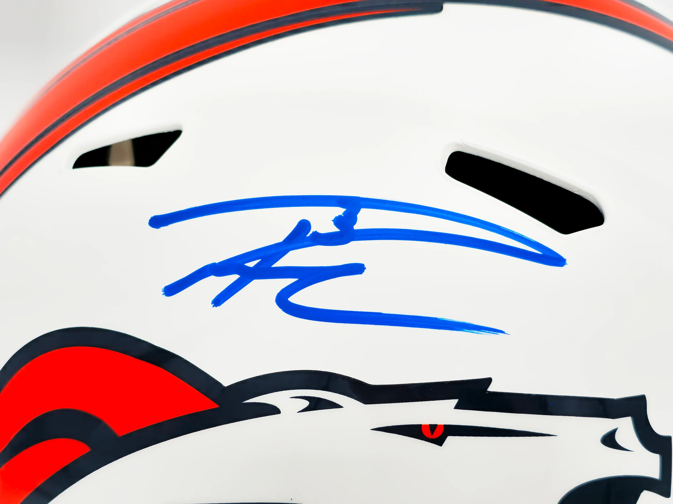 Russell Wilson Autographed Denver Broncos Flat Matte White Full Size Replica Speed Helmet Fanatics Holo Stock #227944 - Image 2