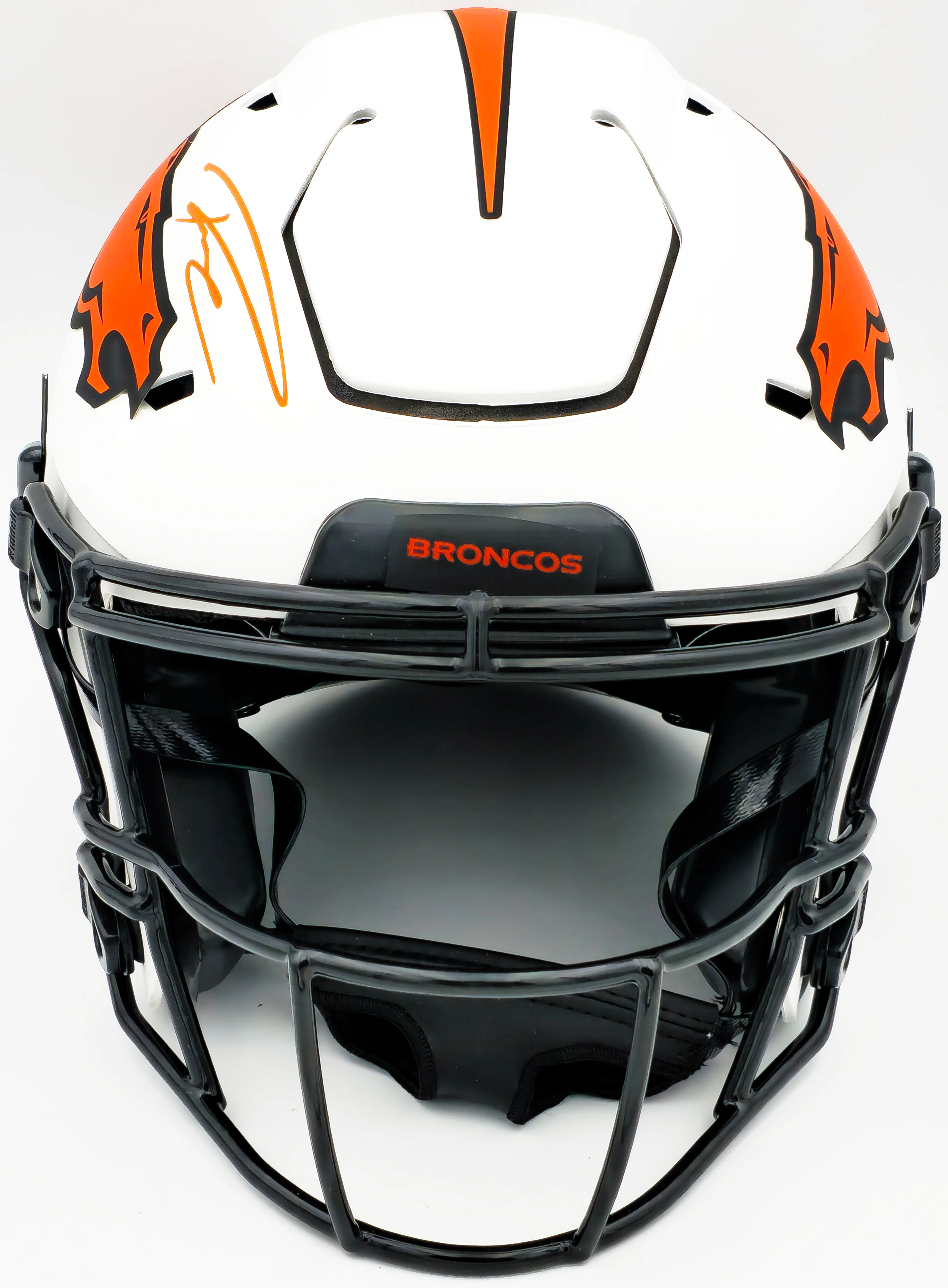 Russell Wilson Autographed Denver Broncos Lunar Eclipse White Full Size Authentic Hyper Speed Flex Helmet Fanatics Holo Stock #227933 - Image 3