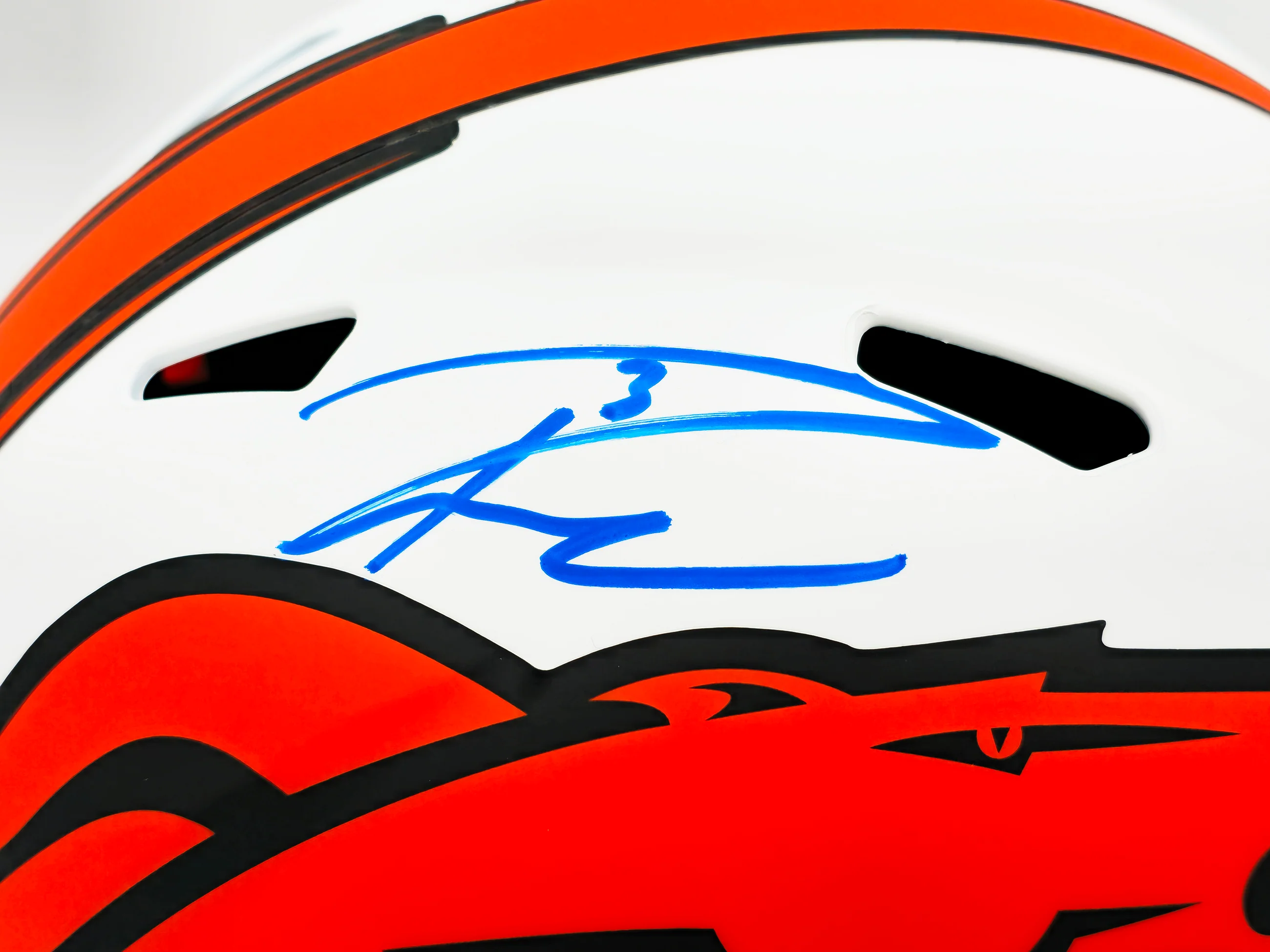 Russell Wilson Autographed Denver Broncos Lunar Eclipse White Full Size Replica Speed Helmet Fanatics Holo Stock #227940 - Image 2