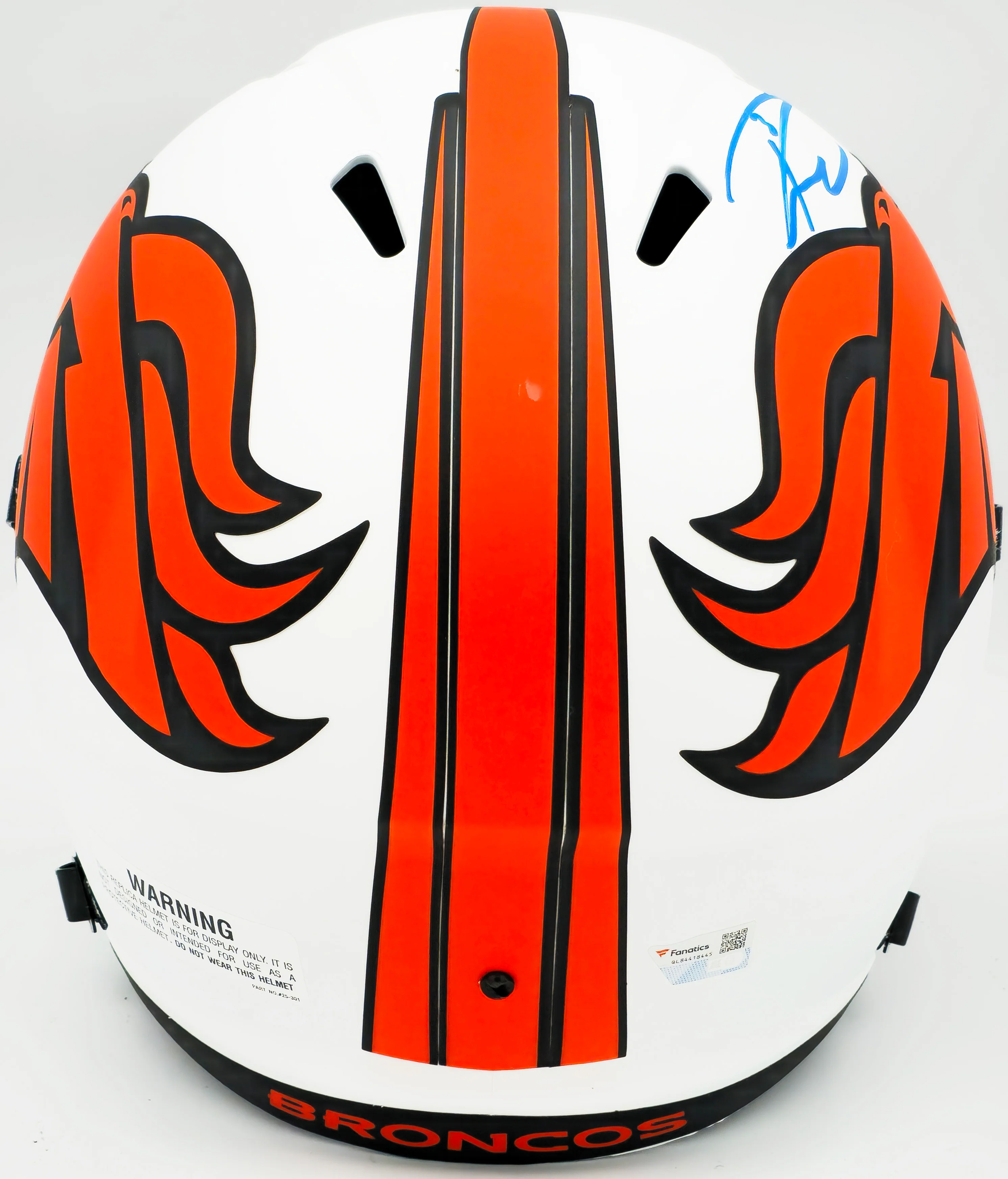 Russell Wilson Autographed Denver Broncos Lunar Eclipse White Full Size Replica Speed Helmet Fanatics Holo Stock #227940 - Image 4