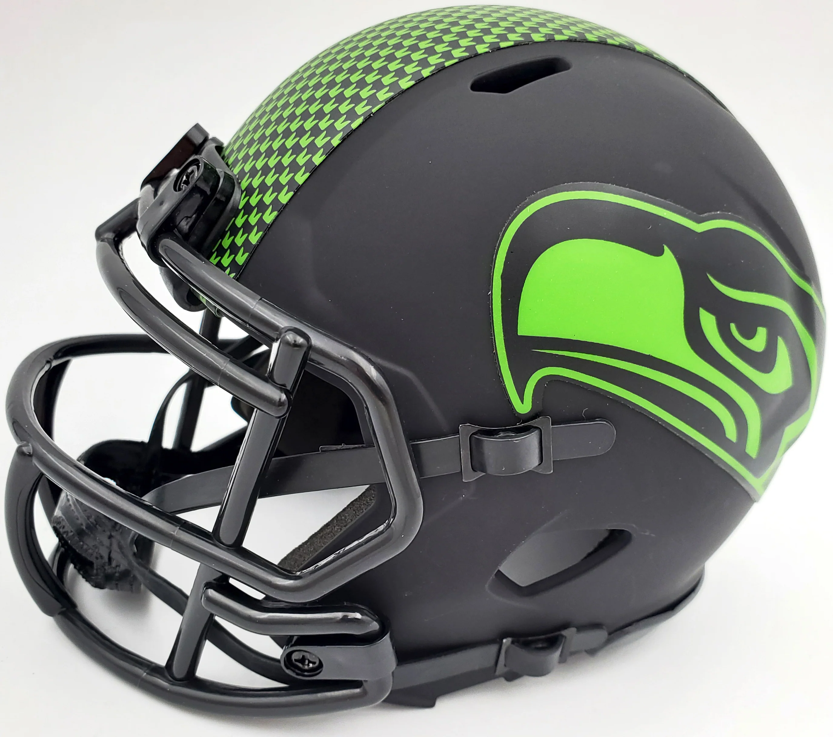 Russell Wilson Autographed Eclipse Black Seattle Seahawks Speed Mini Helmet In Green RW Holo Stock #178960 - Image 4