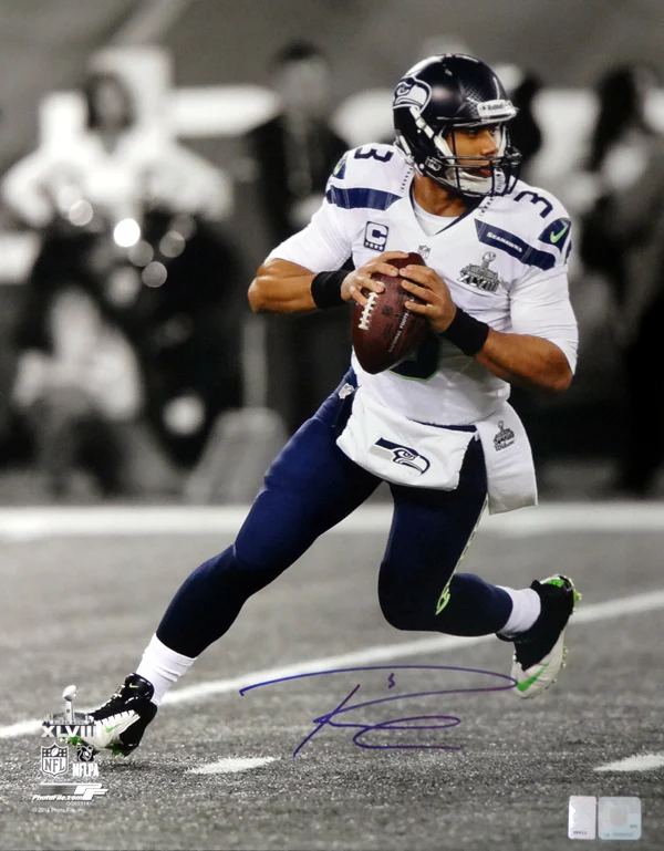 Russell Wilson Autographed Framed 16x20 Photo Seattle Seahawks Super Bowl RW Holo Stock #80882 - Image 2