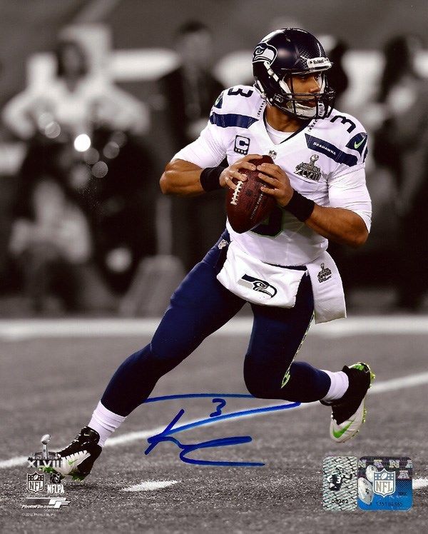 Russell Wilson Autographed Framed 8x10 Photo Seattle Seahawks Super Bowl RW Holo Stock #80872 - Image 2