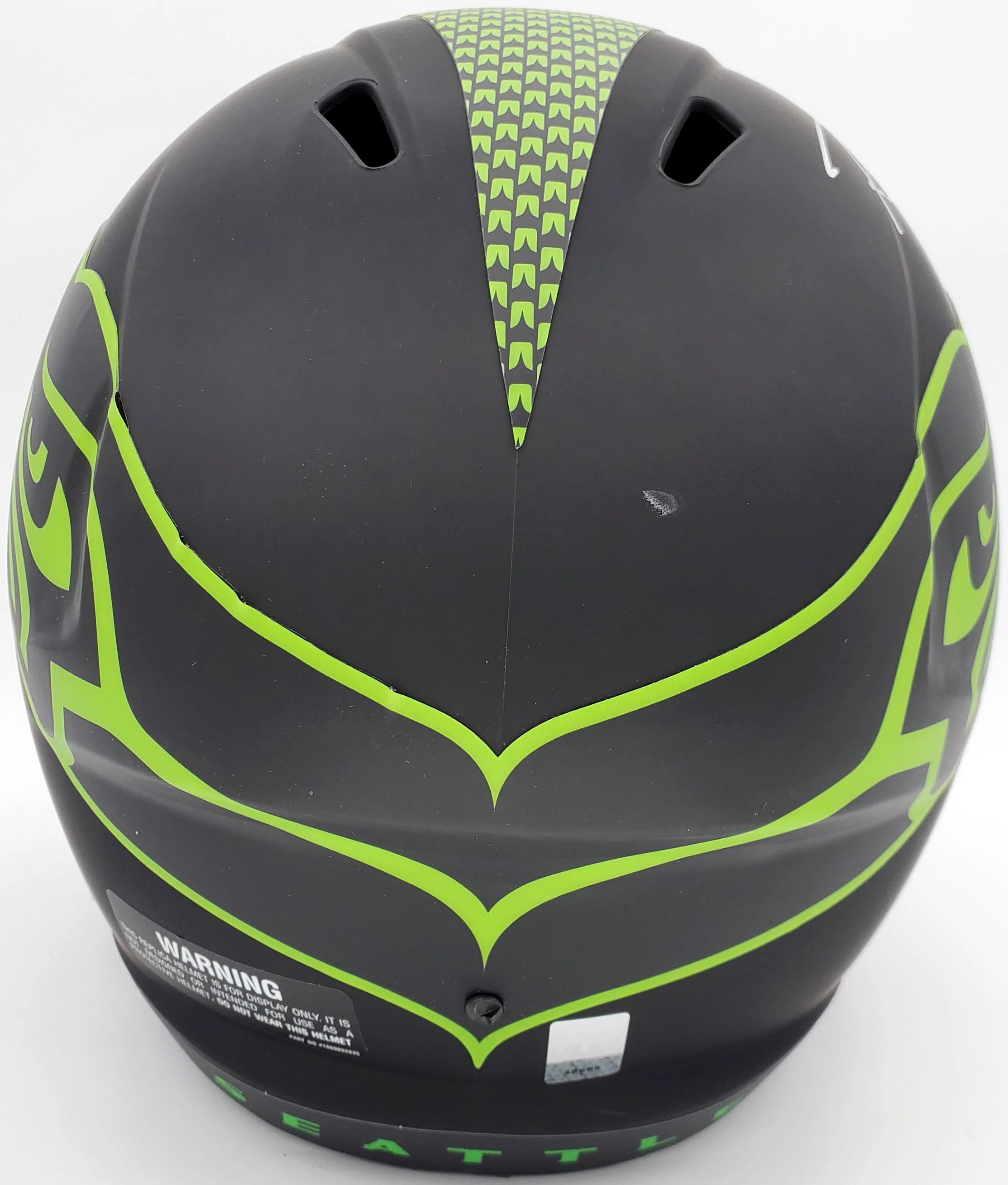 Russell Wilson Autographed Seattle Seahawks Eclipse Black Full Size Speed Replica Helmet In Silver RW Holo Stock #178956 - Image 3