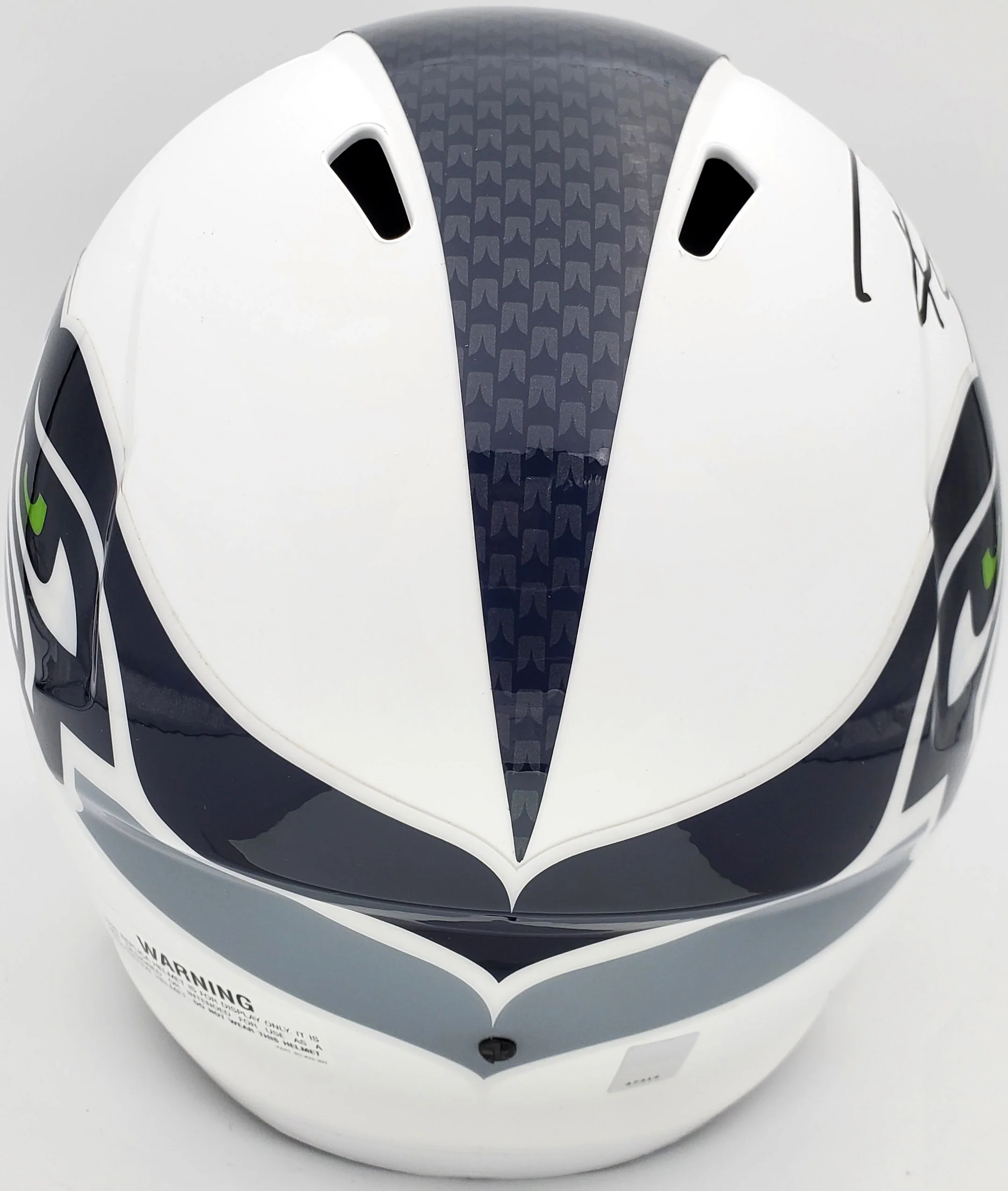 Russell Wilson Autographed Seattle Seahawks Flat Matte White Full Size Speed Replica Helmet RW Holo Stock #178958 - Image 3