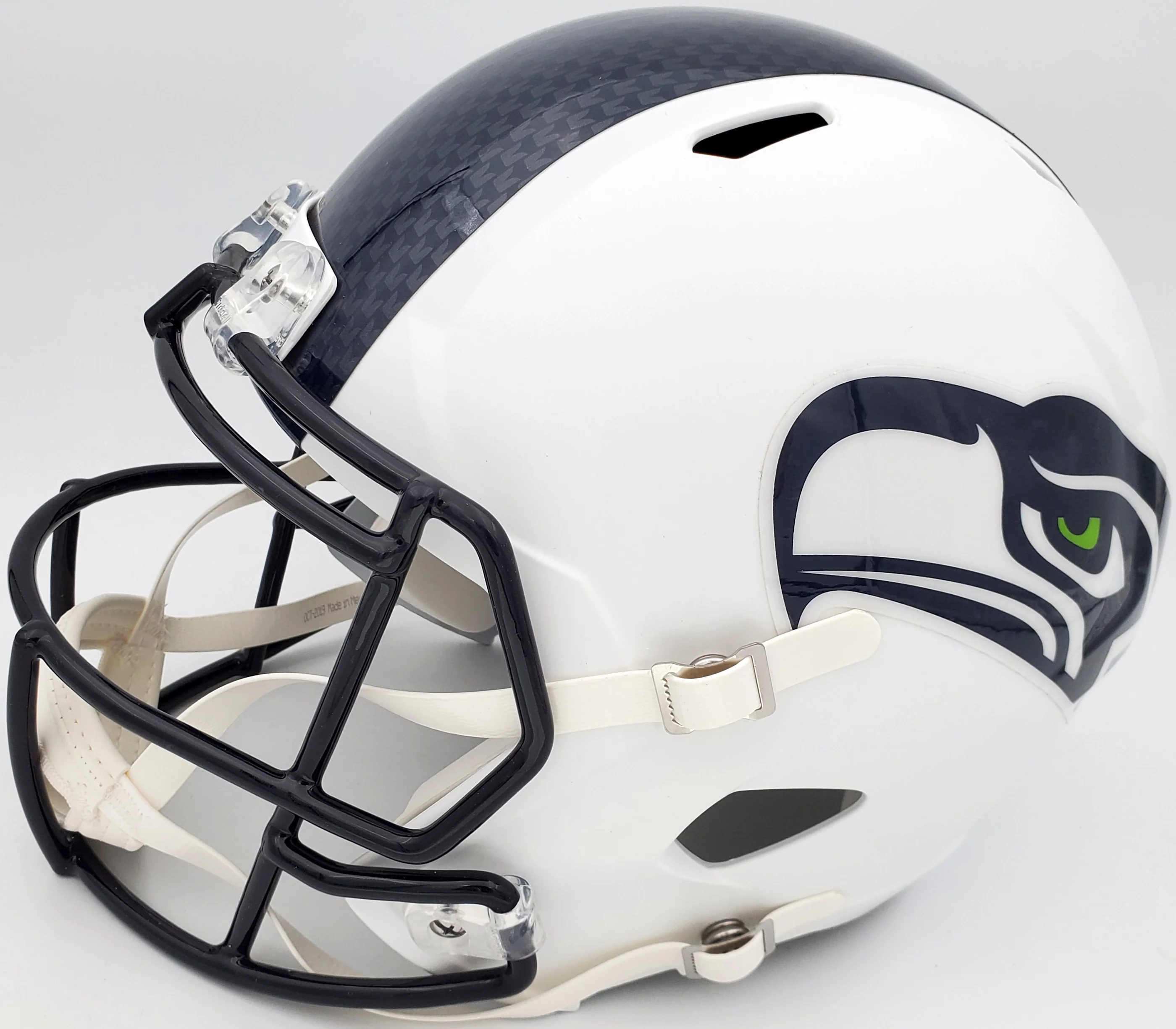 Russell Wilson Autographed Seattle Seahawks Flat Matte White Full Size Speed Replica Helmet RW Holo Stock #178958 - Image 4