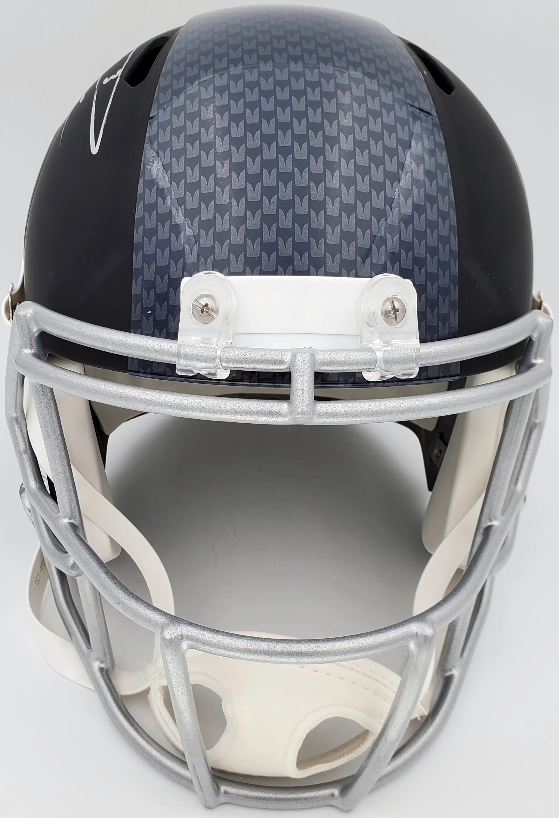 Russell Wilson Autographed Seattle Seahawks Matte Black Speed Full Size Replica Helmet In Silver RW Holo Stock #145782 - Image 3
