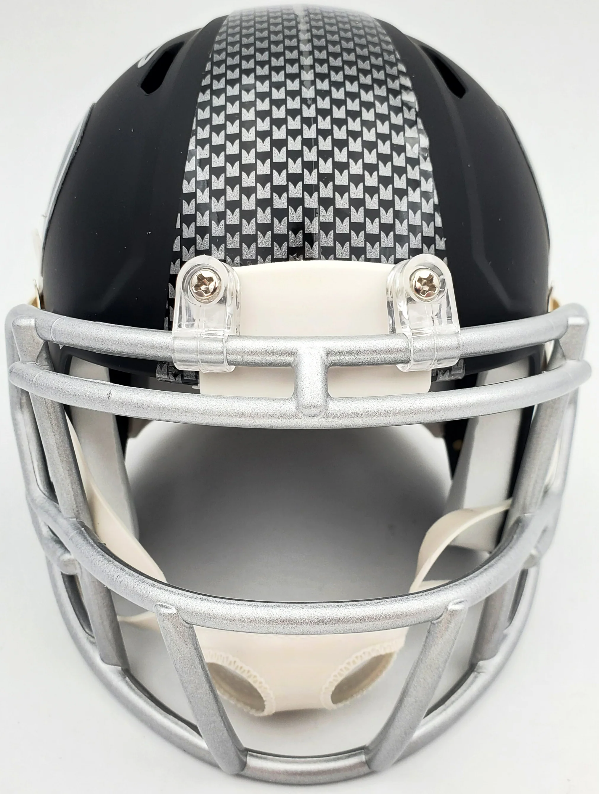 Russell Wilson Autographed Seattle Seahawks Matte Black Speed Mini Helmet In Silver RW Holo Stock #145843 - Image 3
