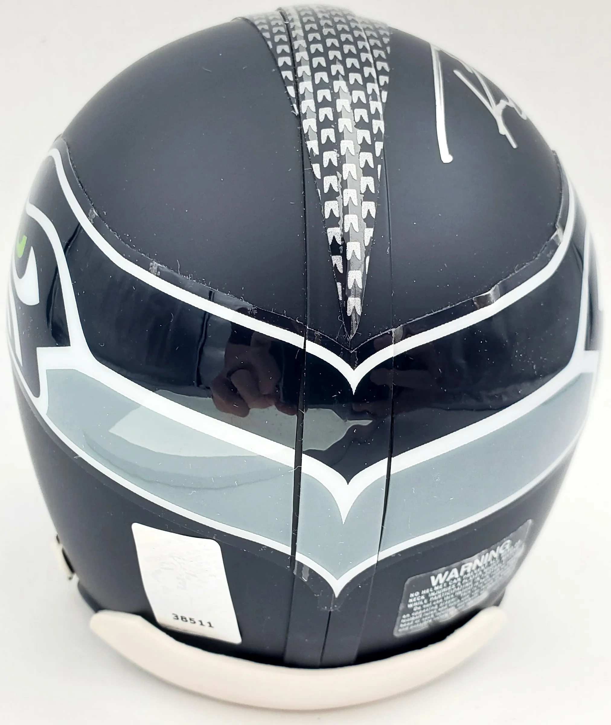 Russell Wilson Autographed Seattle Seahawks Mini Helmet In Silver RW Holo Stock #71469 - Image 3